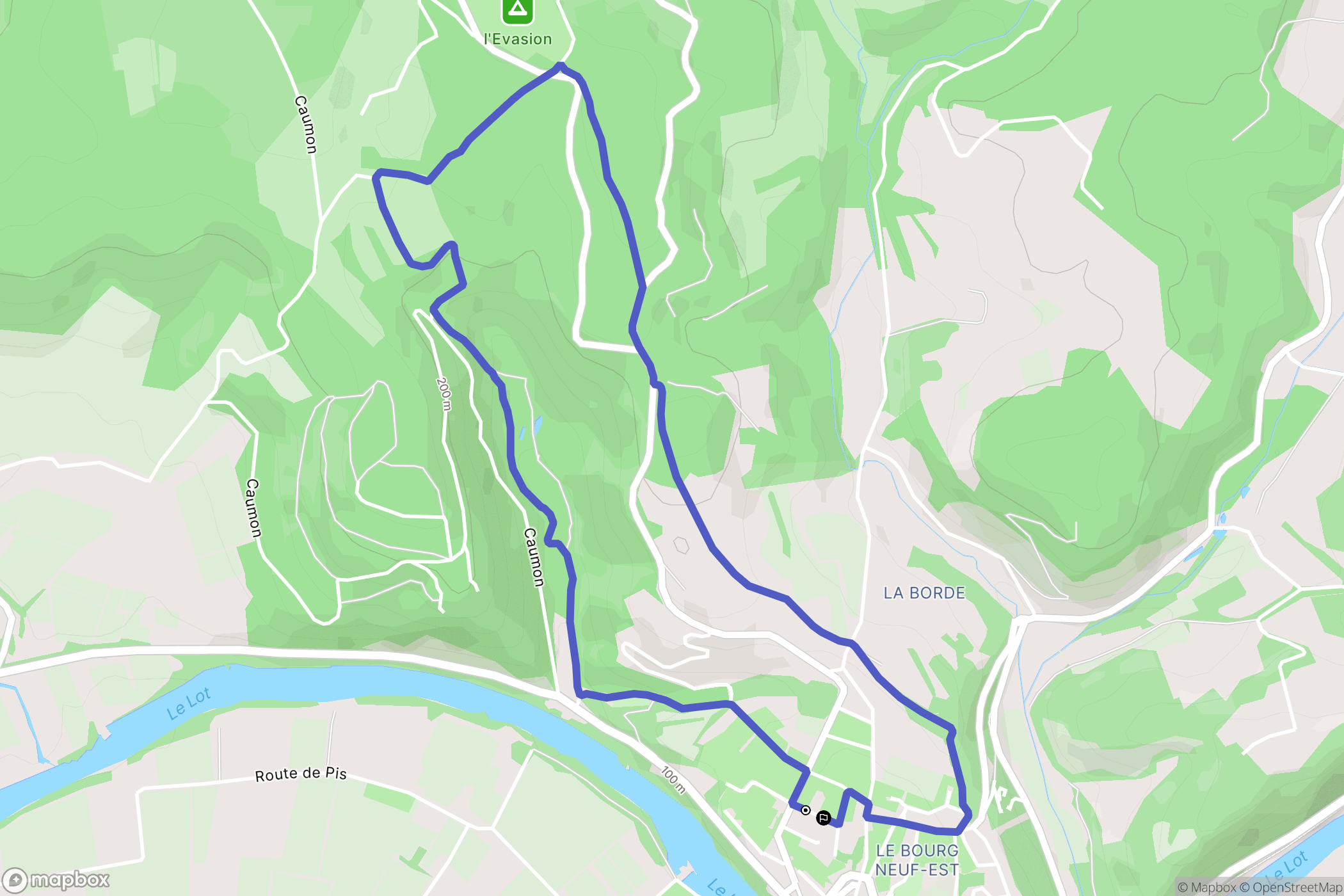 Puy-l'Évêque : carte du parcours de randonnée - France