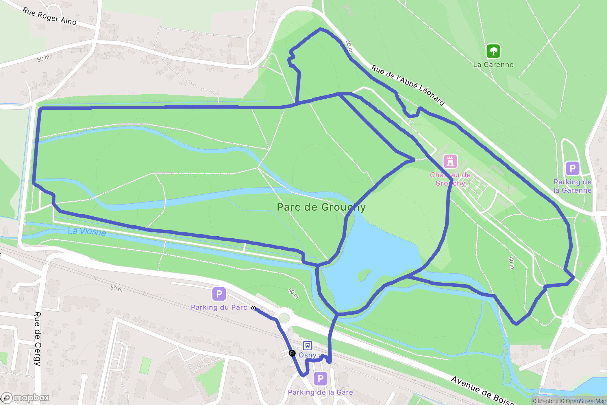 Osny : carte du parcours de randonnée - France