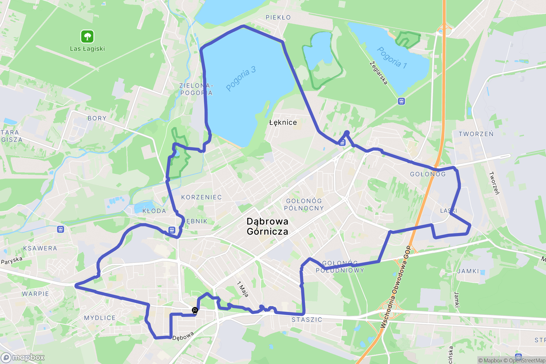 Dąbrowa Górnicza: mapa trasy - Poland
