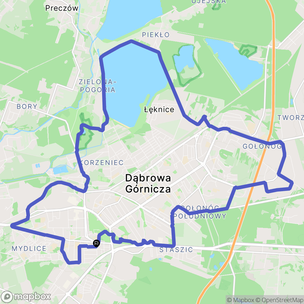 Dąbrowa Górnicza: mapa trasy - Poland