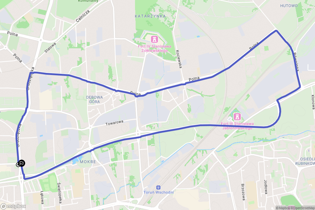 Toruń: mapa trasy - Poland