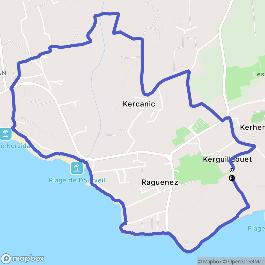 Névez : carte du parcours de randonnée - France