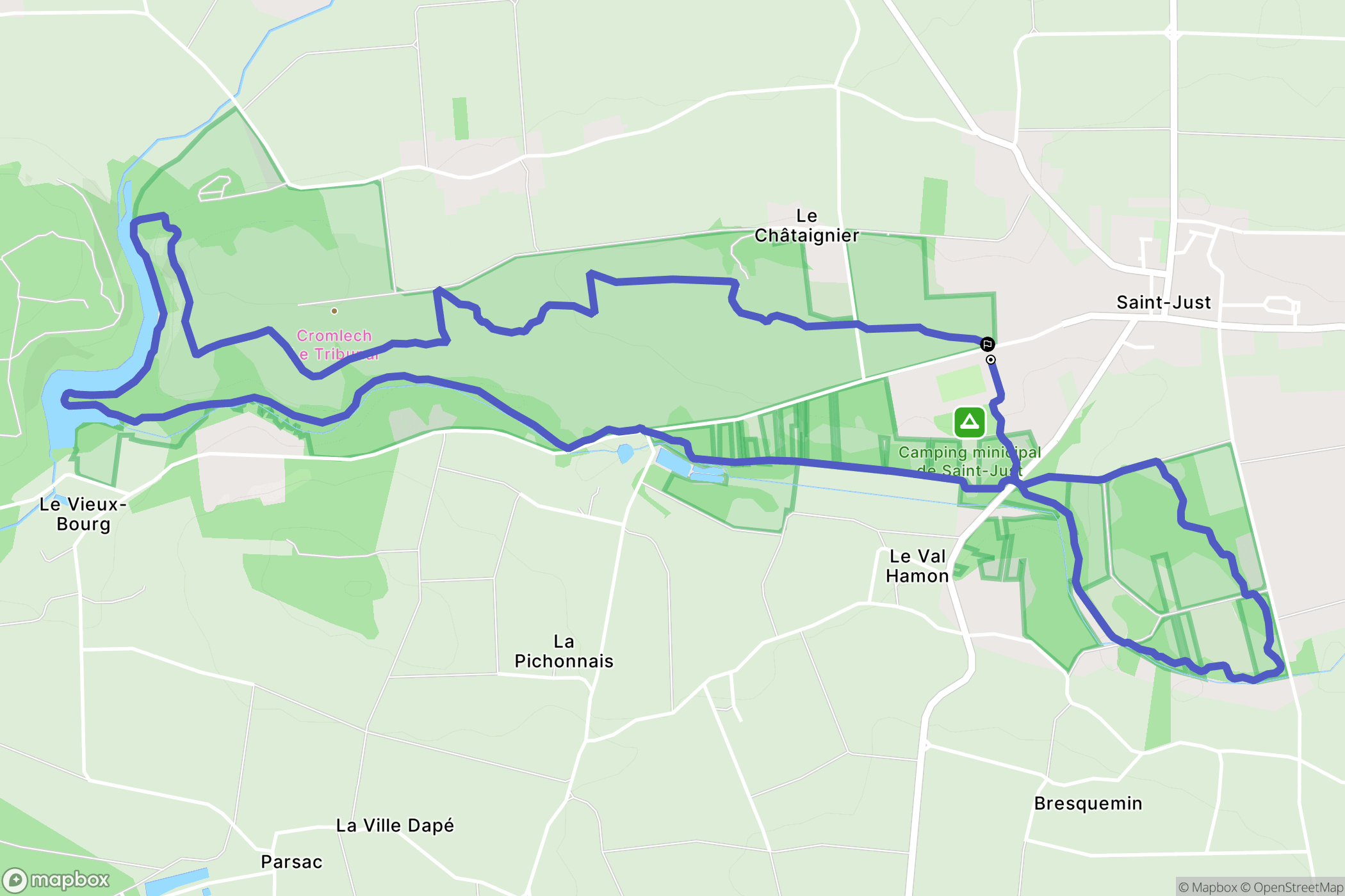 Saint-Just : carte du parcours de randonnée - France