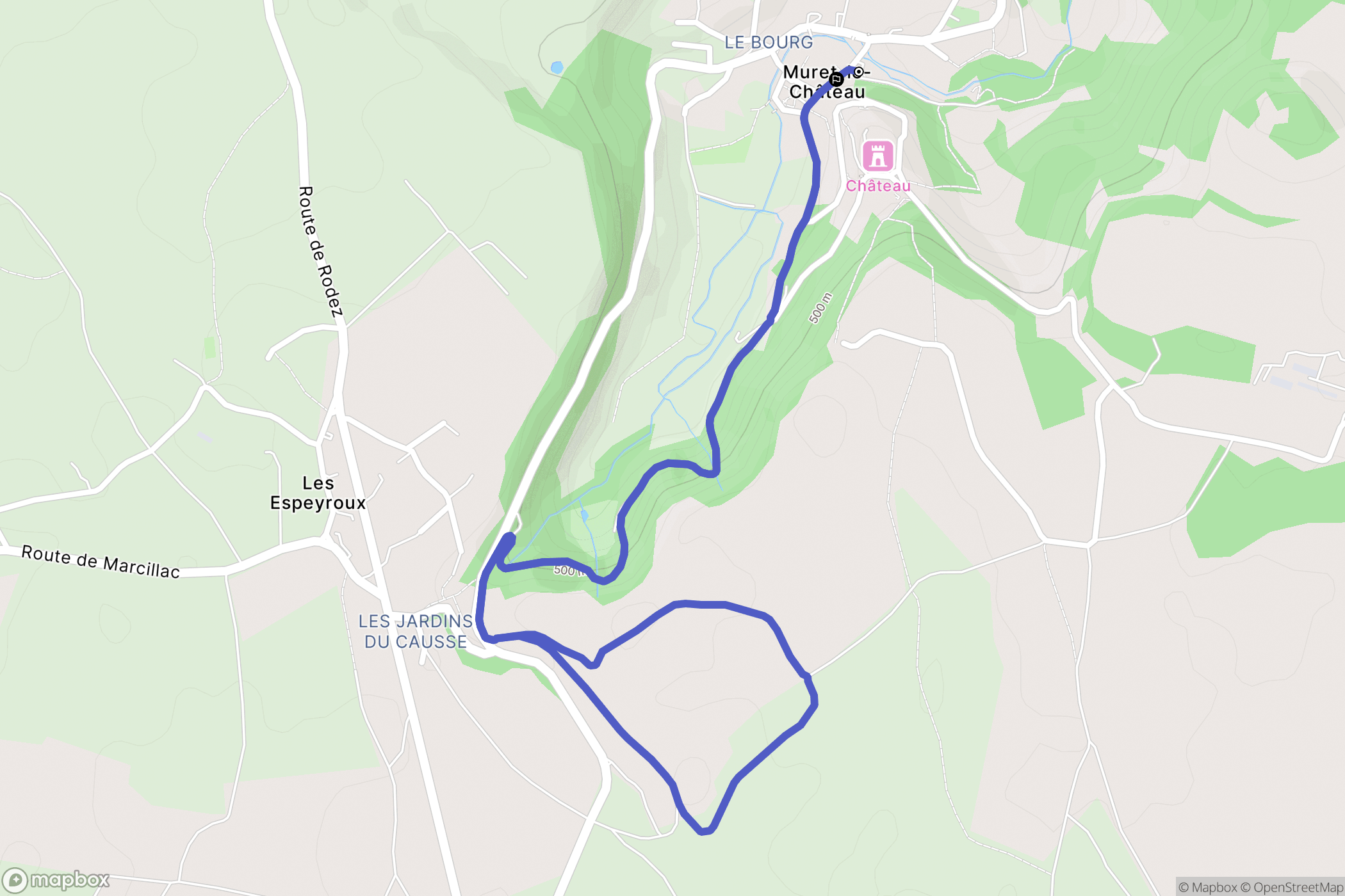 Muret-le-Château : carte du parcours de randonnée - France