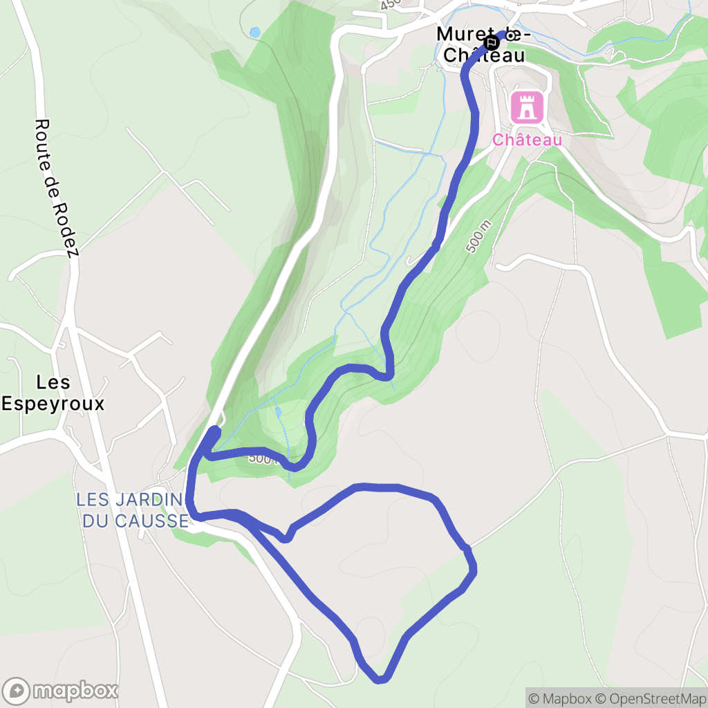 Muret-le-Château : carte du parcours de randonnée - France