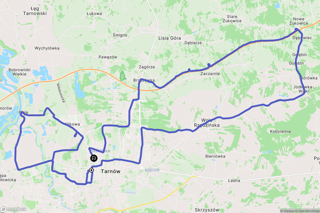 Tarnów: mapa trasy - Poland