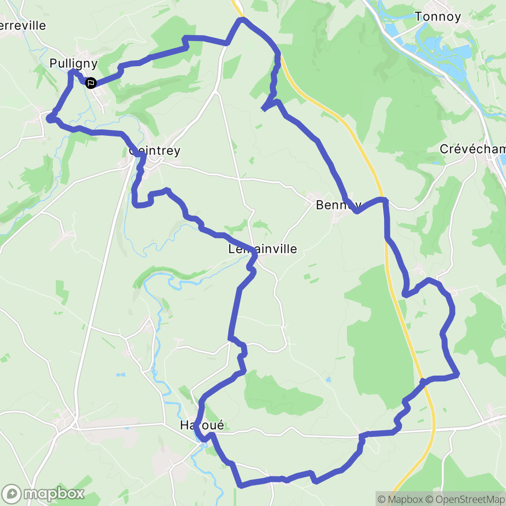 Pulligny : carte du parcours de randonnée - France
