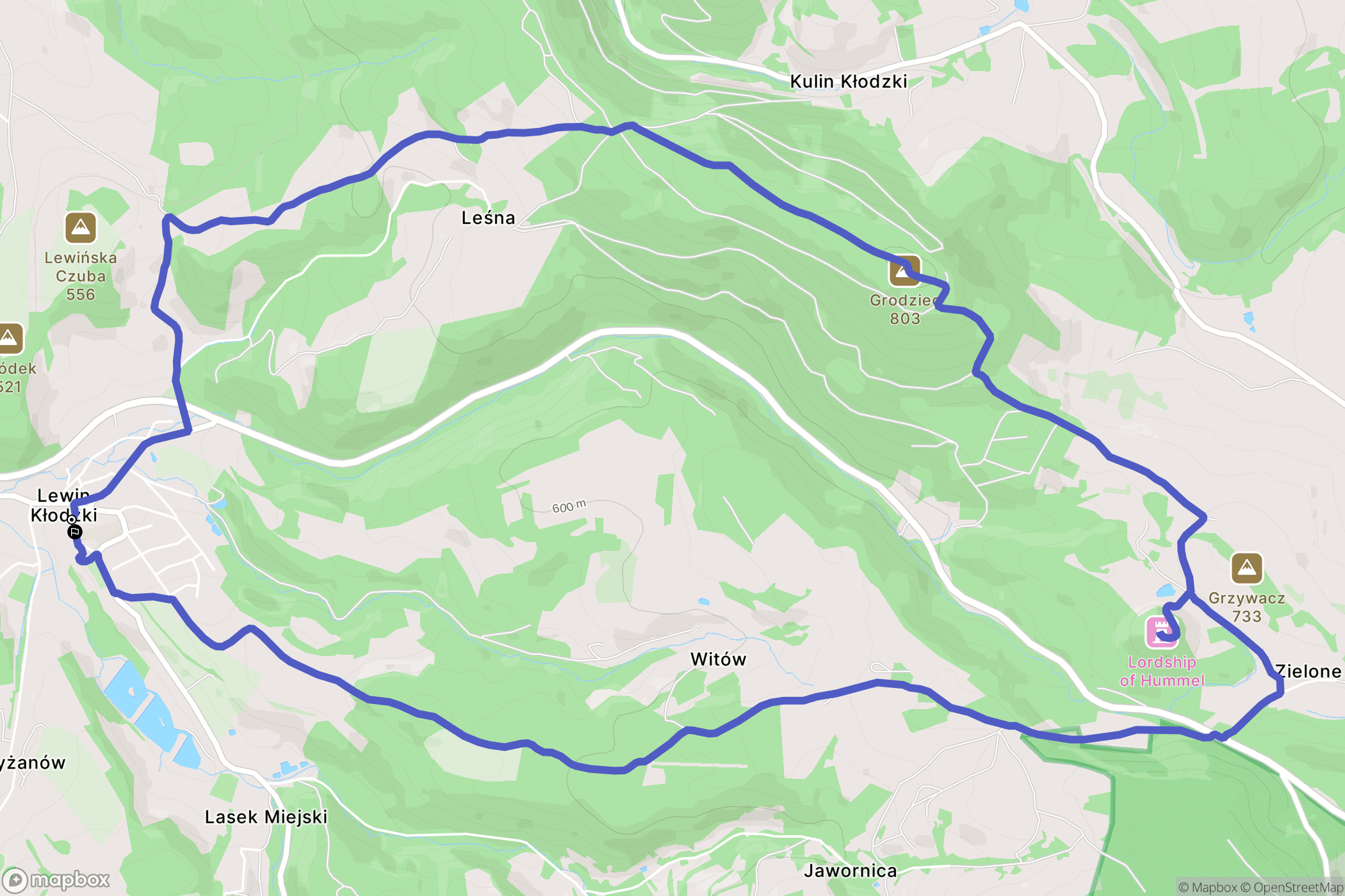 Lewin Kłodzki: mapa trasy - Poland