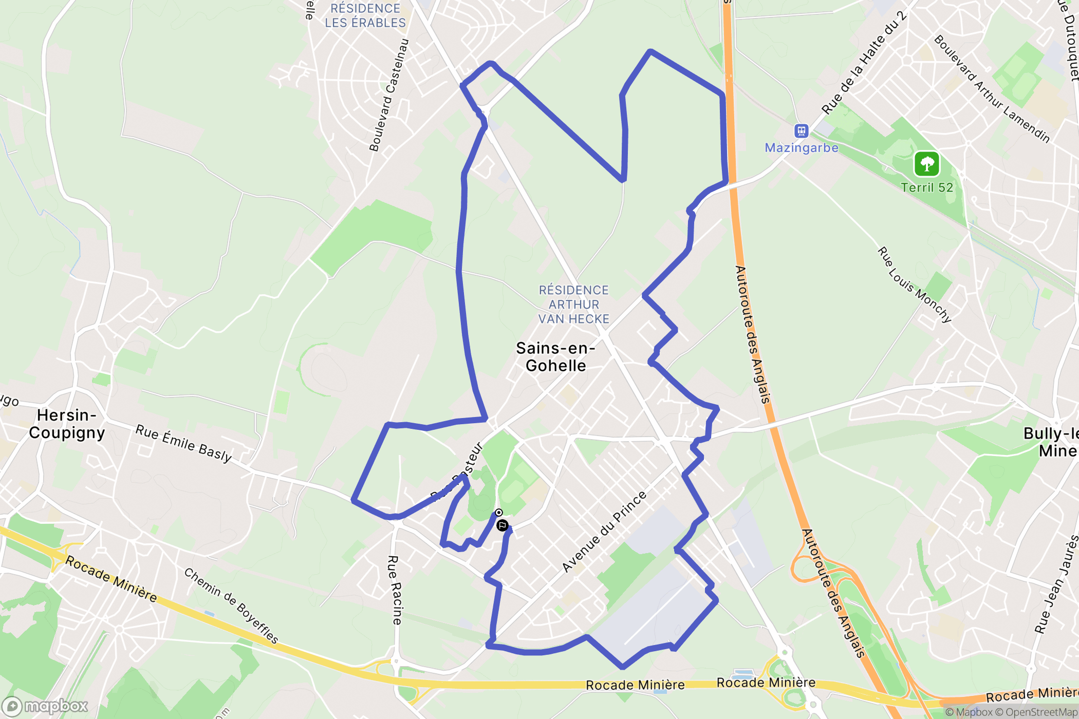 Sains-en-Gohelle : carte du parcours de randonnée - France