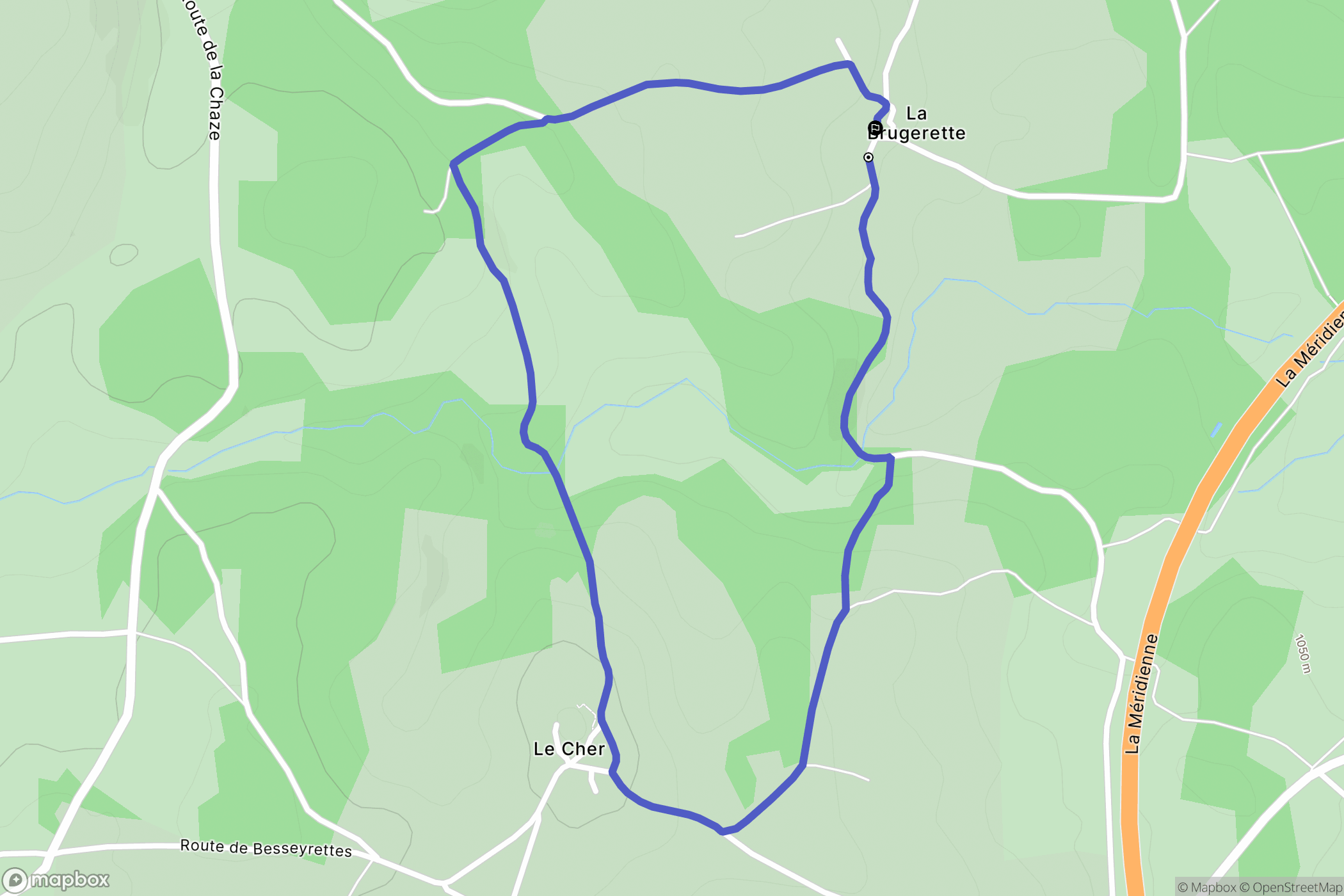 Peyre en Aubrac : carte du parcours de randonnée - France