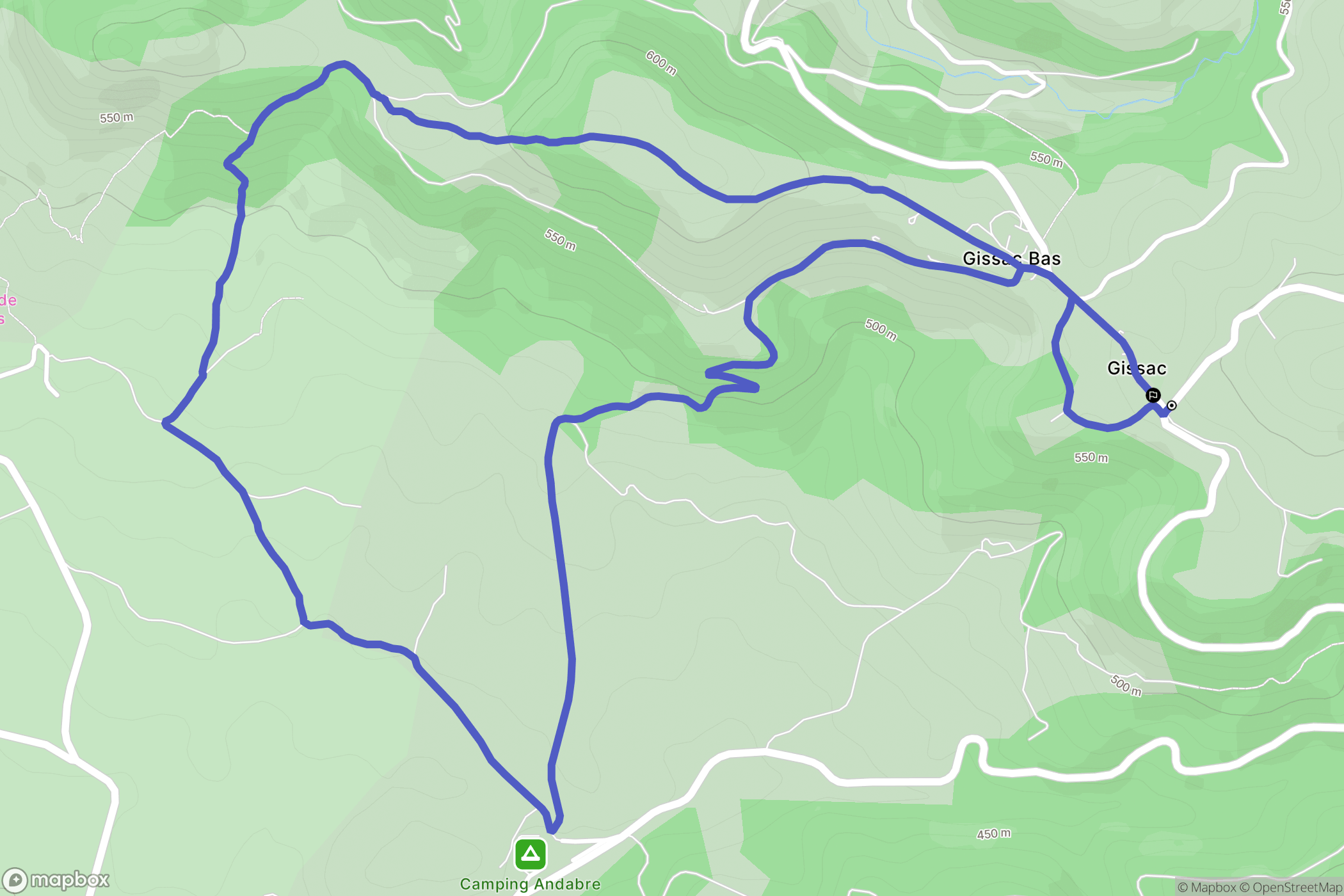 Gissac : carte du parcours de randonnée - France
