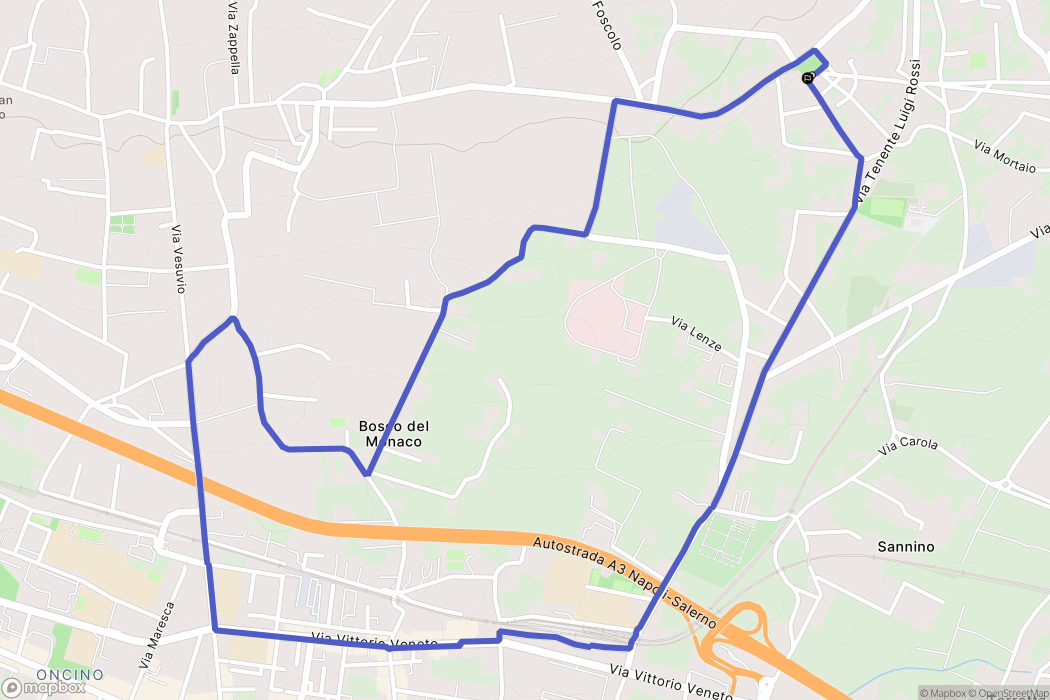 Boscotrecase : carte du parcours de randonnée - Italy