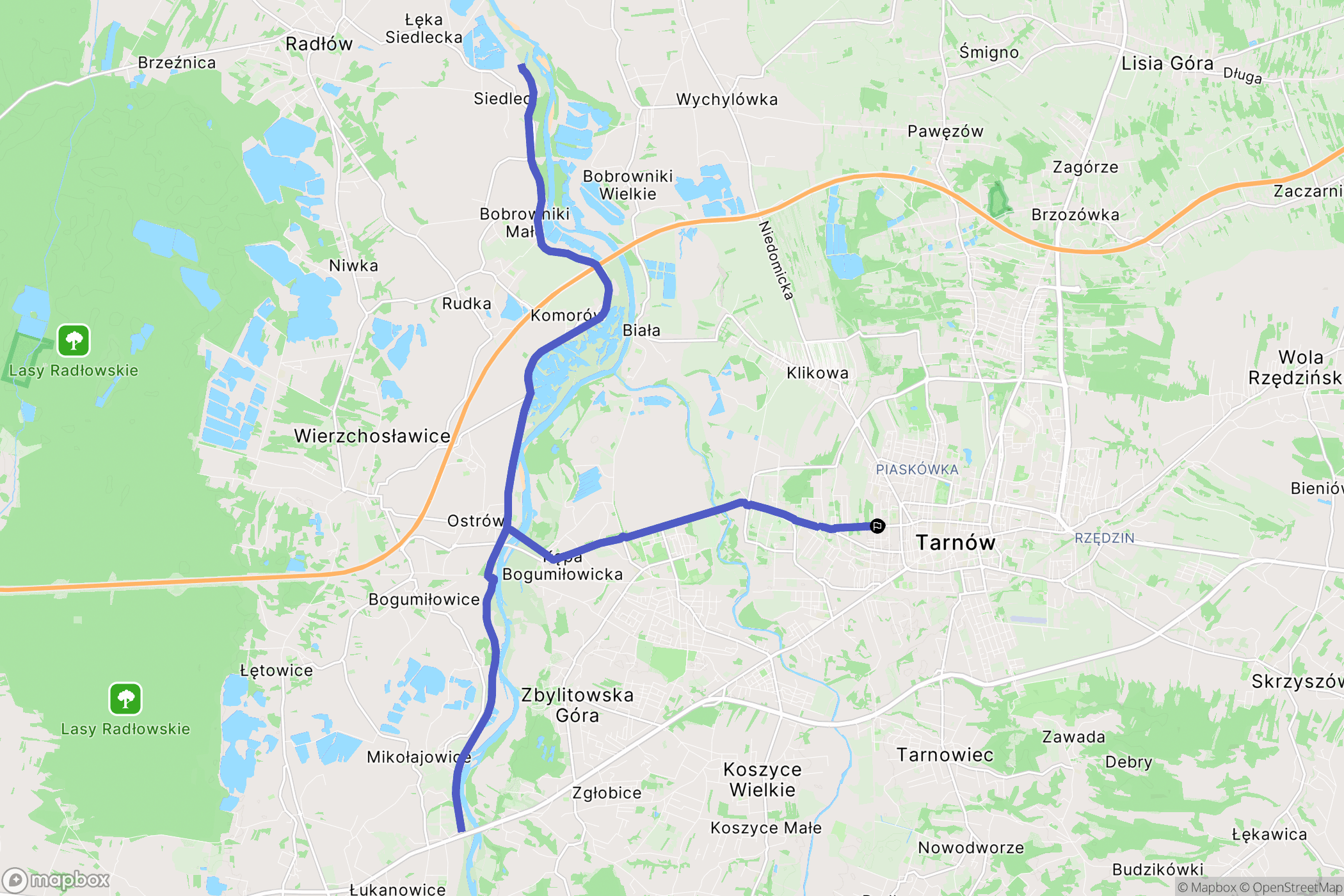 Tarnów: mapa trasy - Poland