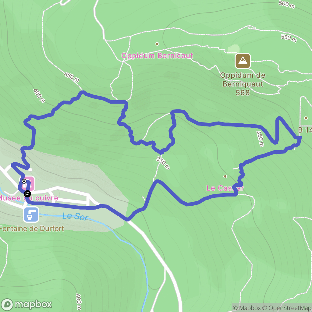 Durfort : carte du parcours de randonnée - France