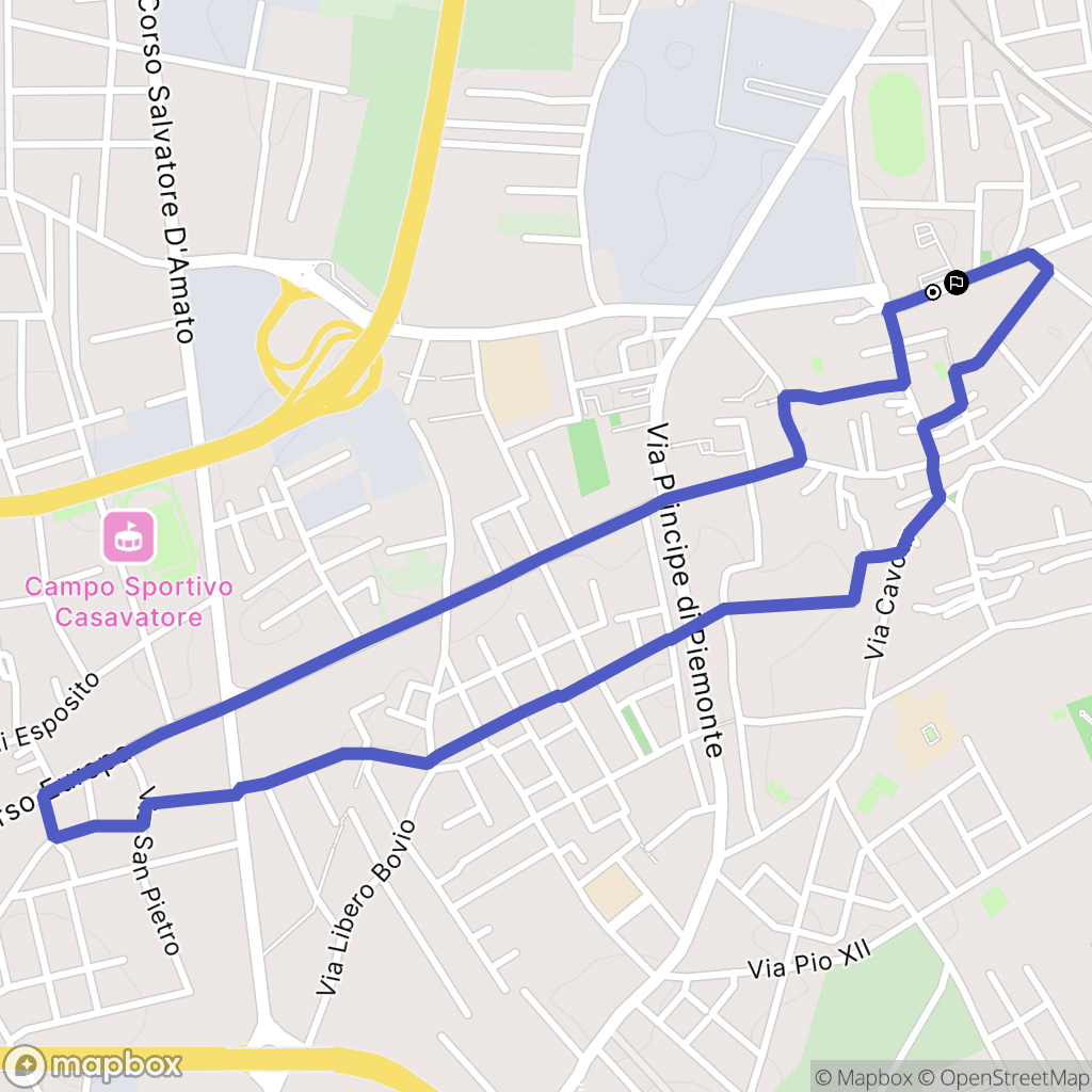 Casoria : carte du parcours de randonnée - Italy