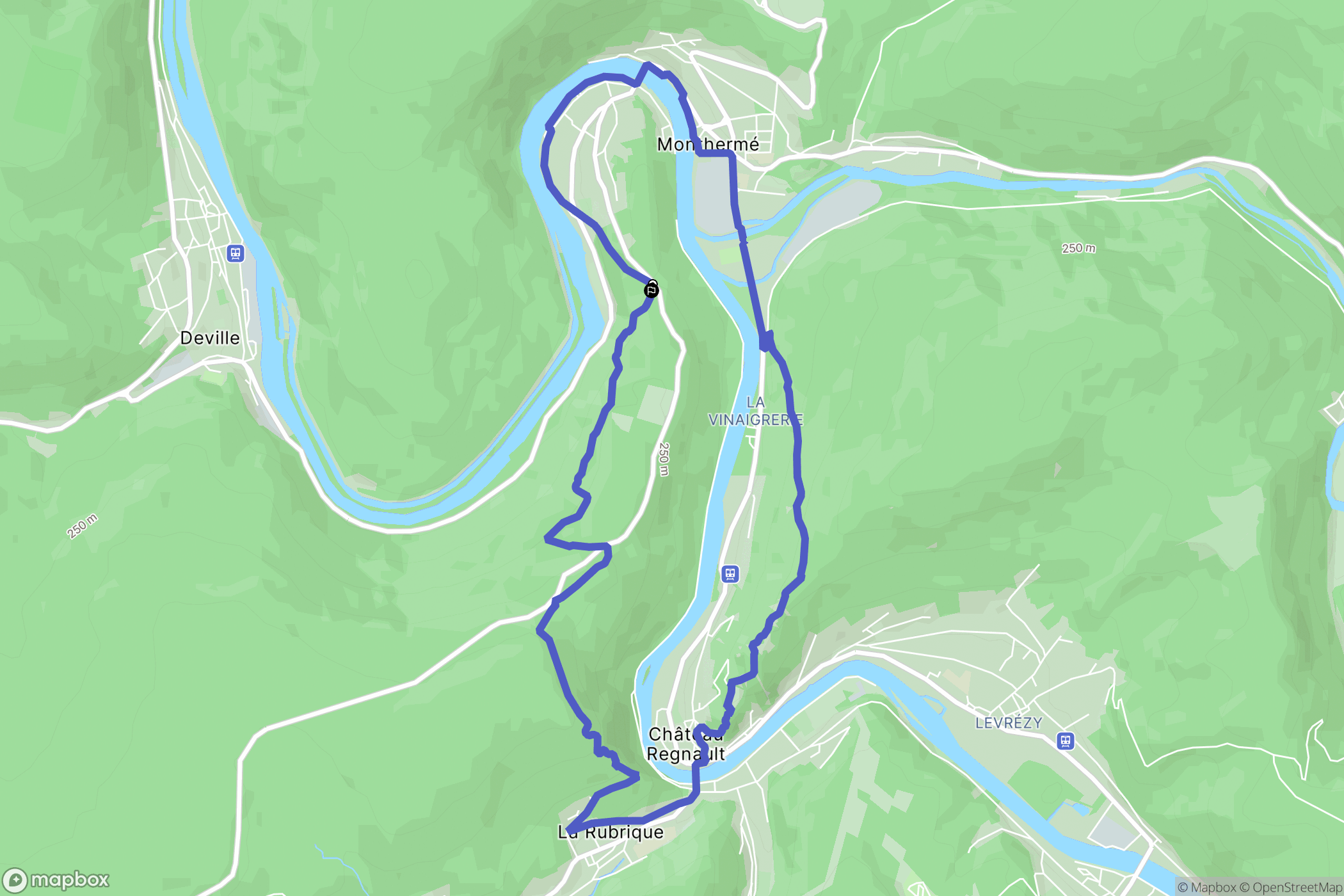 Monthermé : carte du parcours de randonnée - France