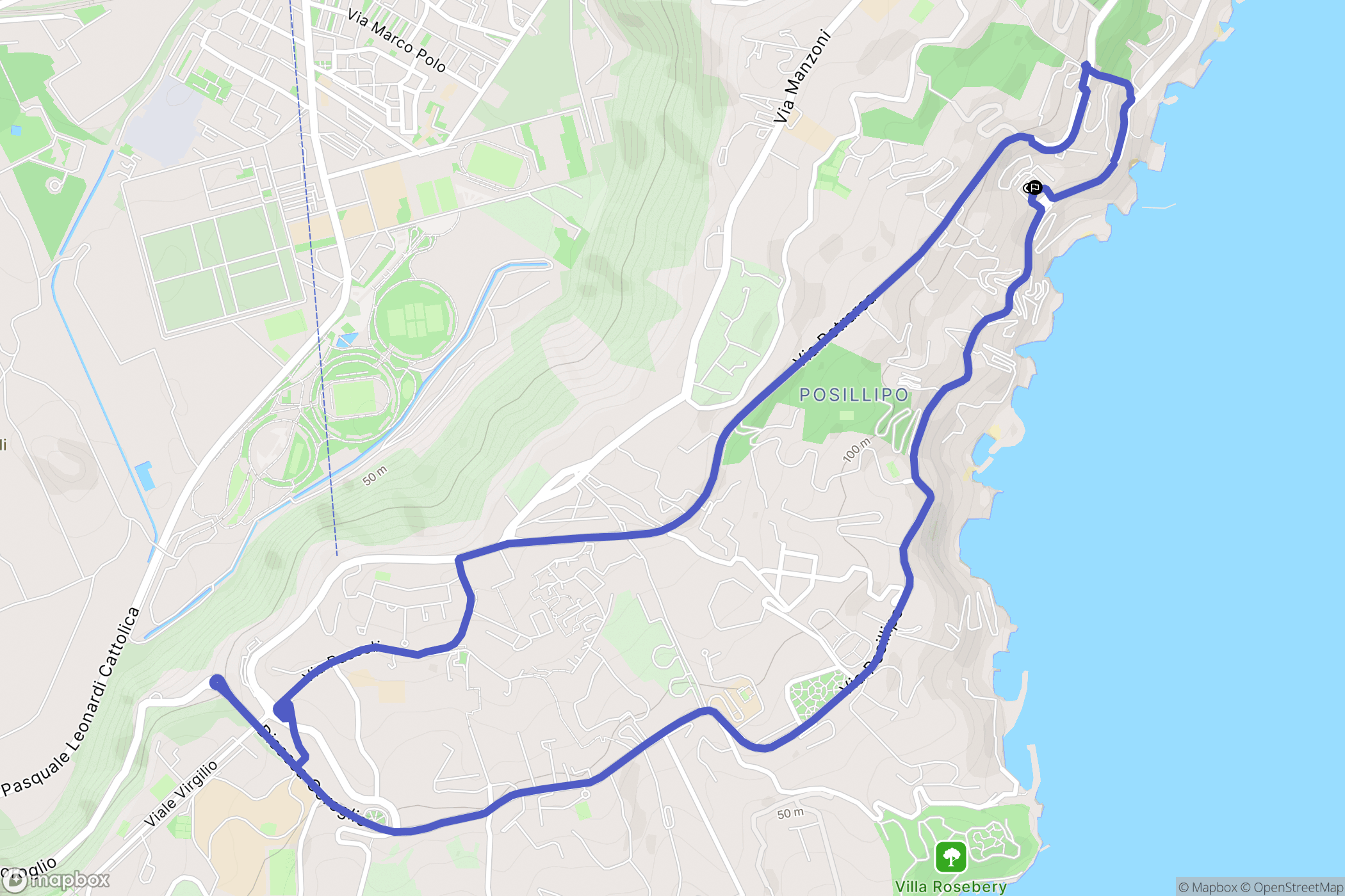Napoli : carte du parcours de randonnée - Italy