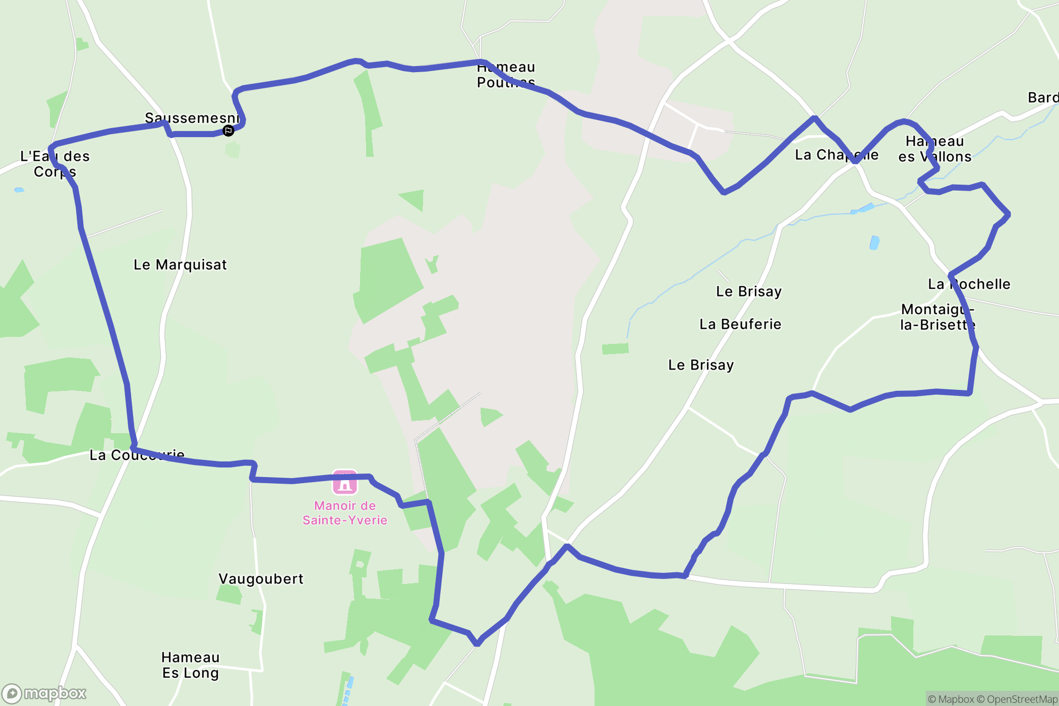 Saussemesnil : carte du parcours de randonnée - France