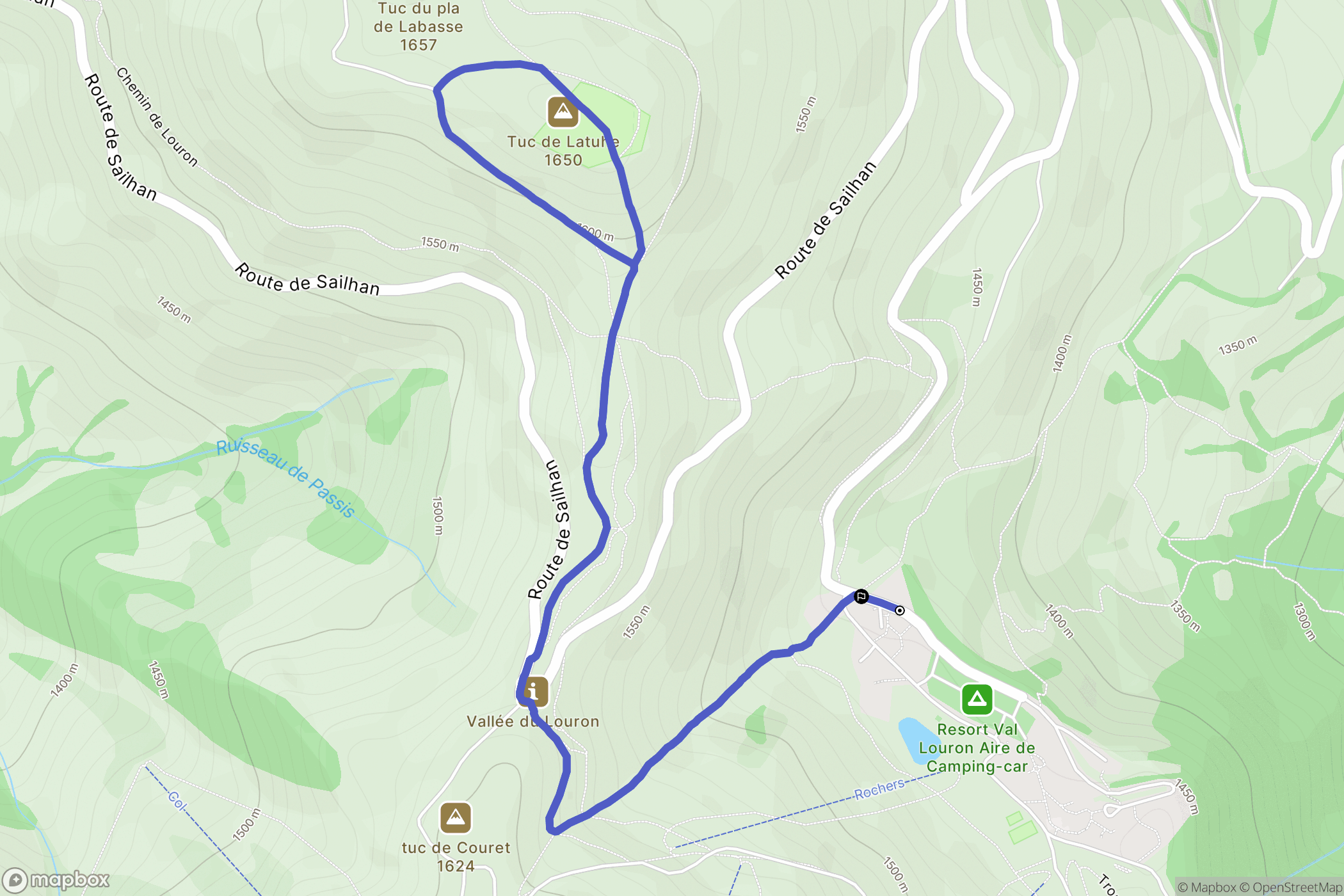 Adervielle-Pouchergues : carte du parcours de randonnée - France