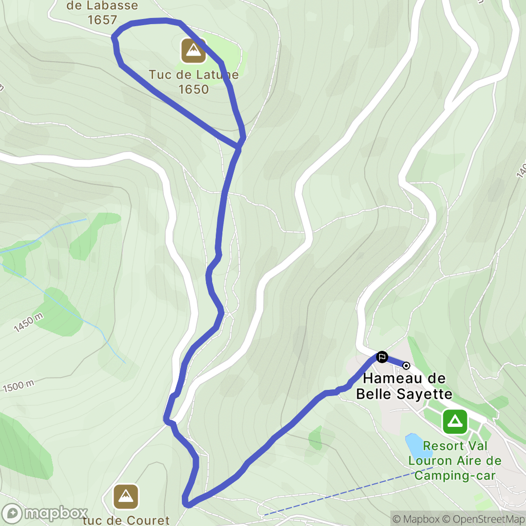 Adervielle-Pouchergues : carte du parcours de randonnée - France