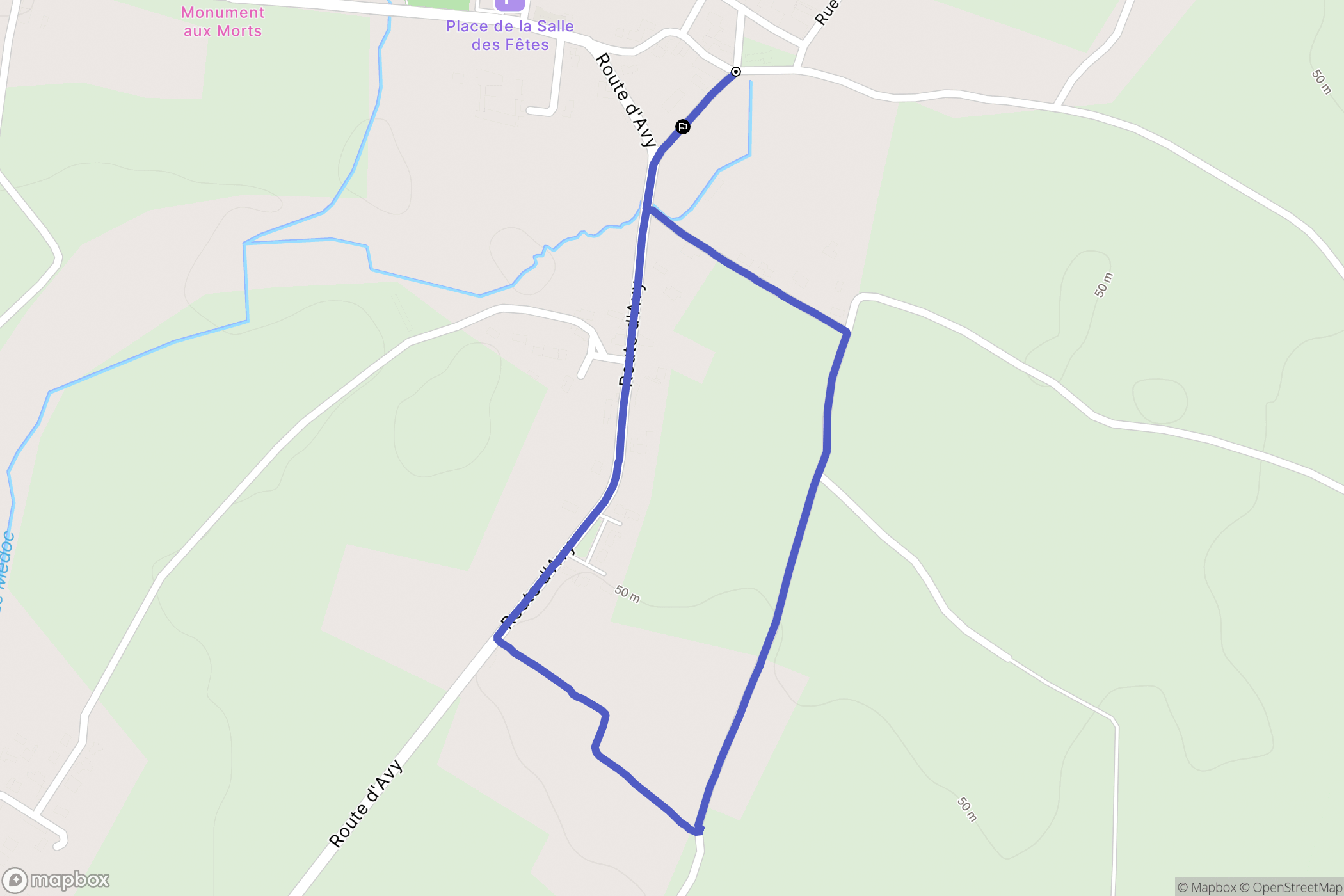 Biron : carte du parcours de randonnée - France