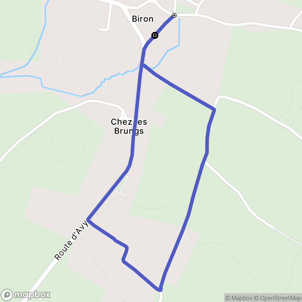 Biron : carte du parcours de randonnée - France