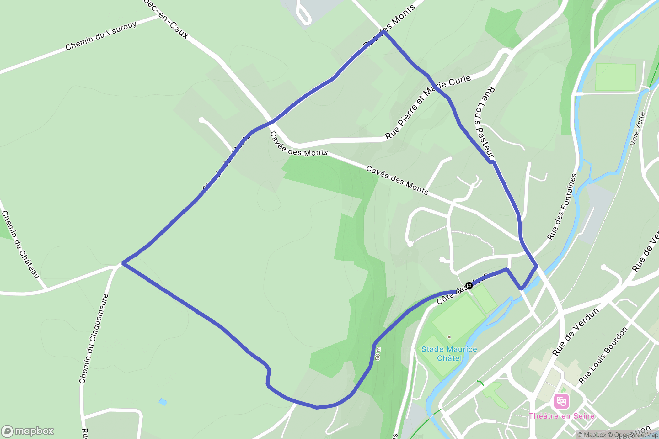 Duclair : carte du parcours de randonnée - France