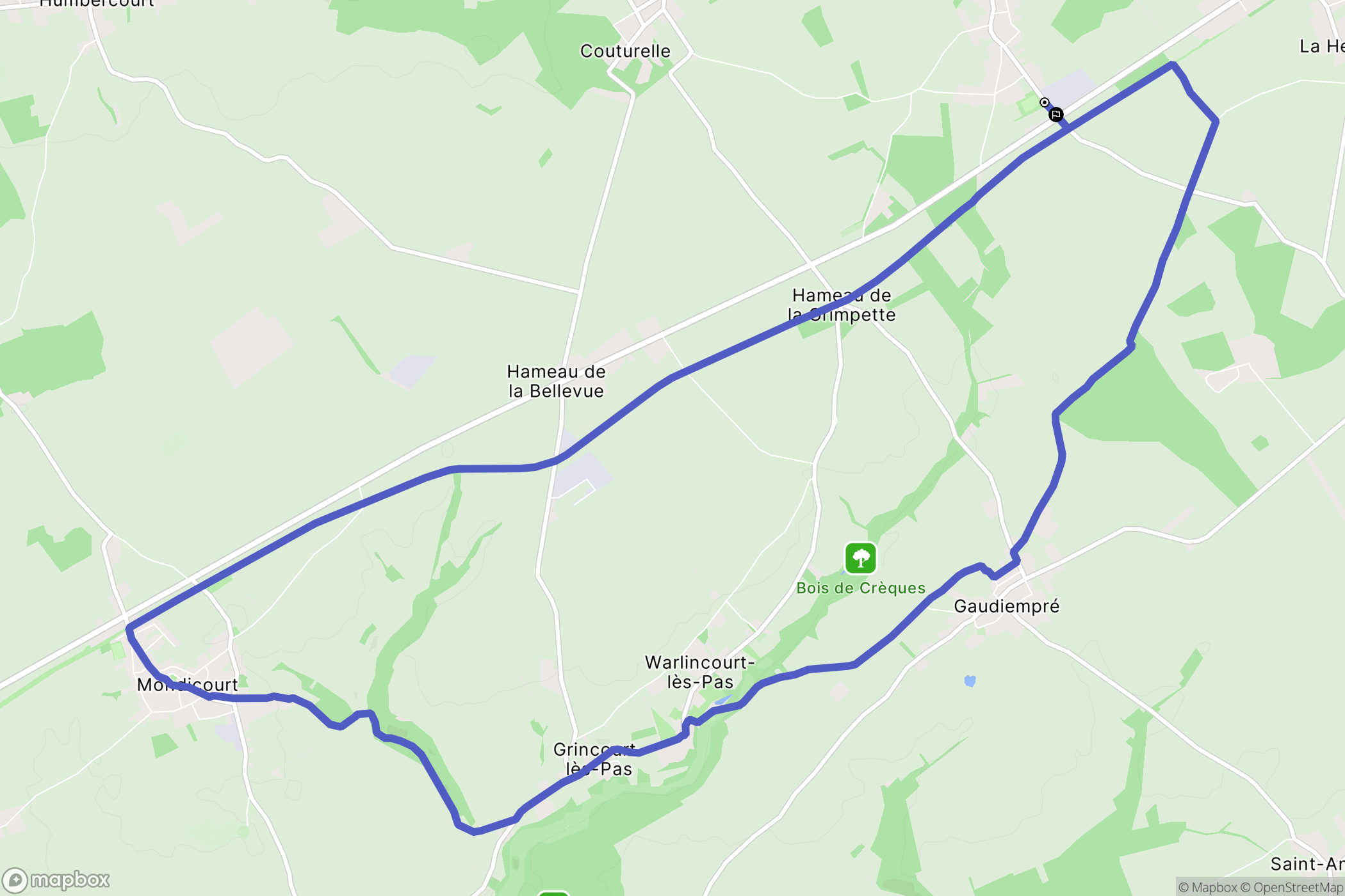Saulty : carte du parcours de randonnée - France