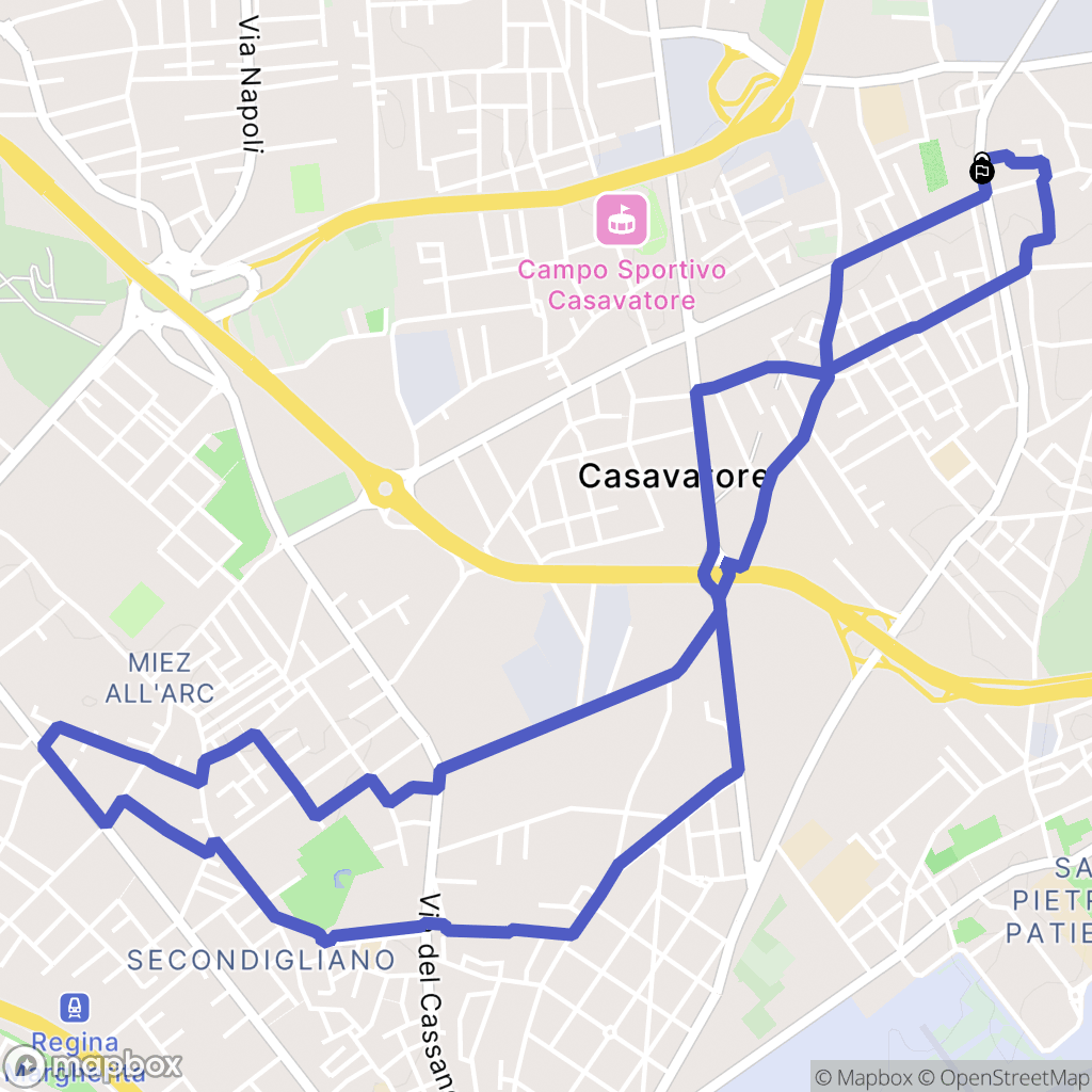 Casoria : carte du parcours de randonnée - Italy