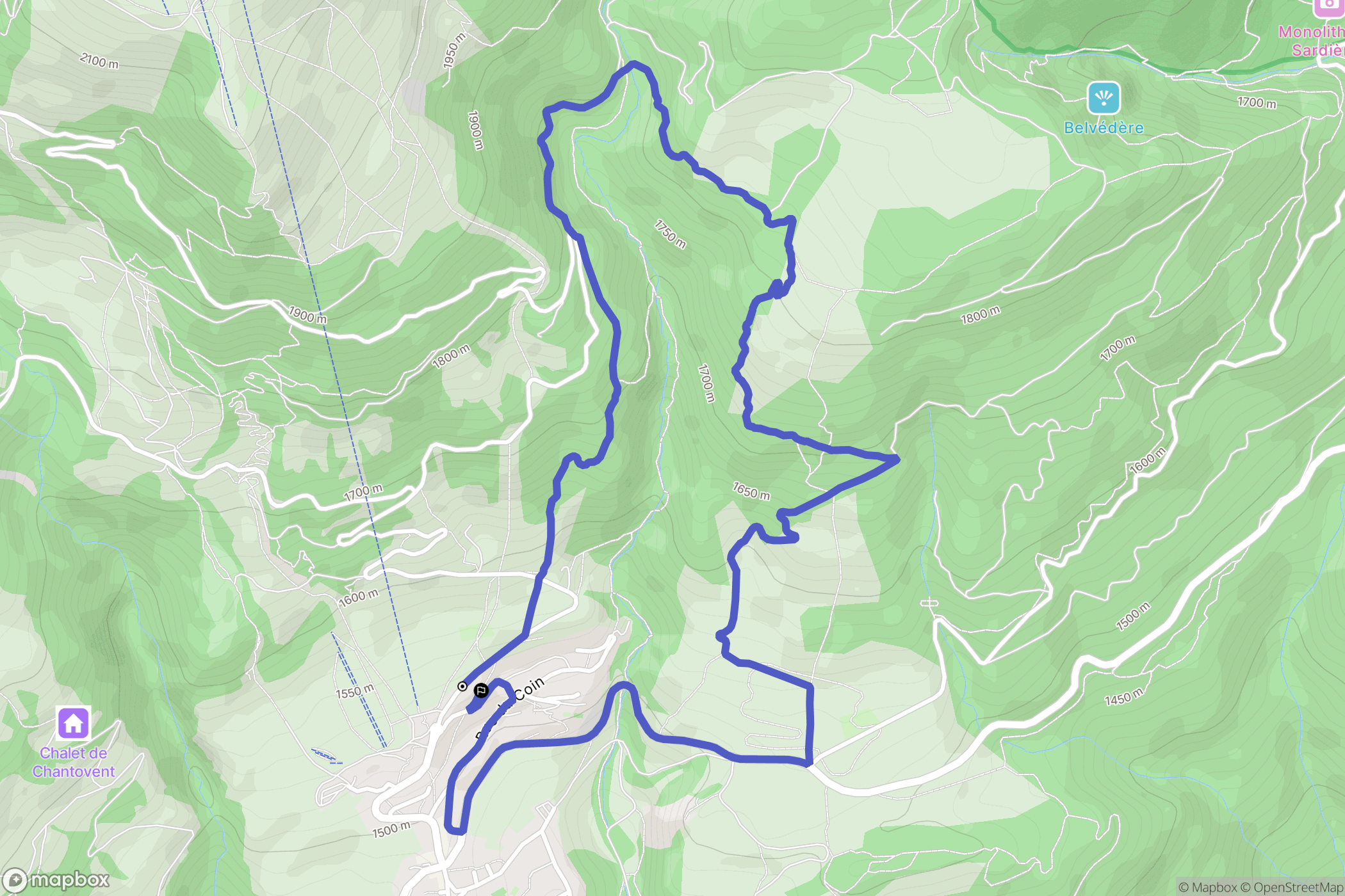 Aussois : carte du parcours de randonnée - France