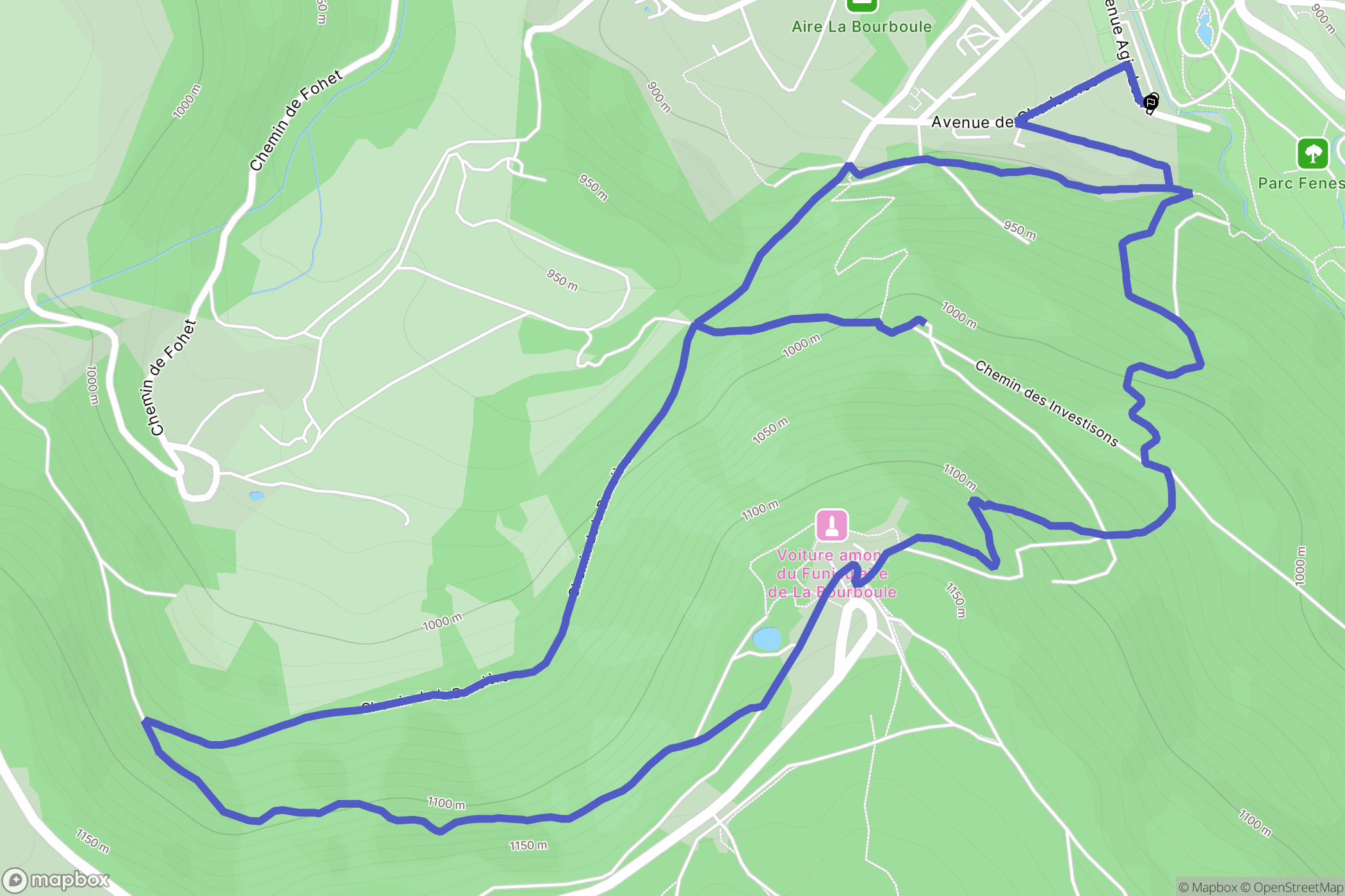 La Bourboule : carte du parcours de randonnée - France