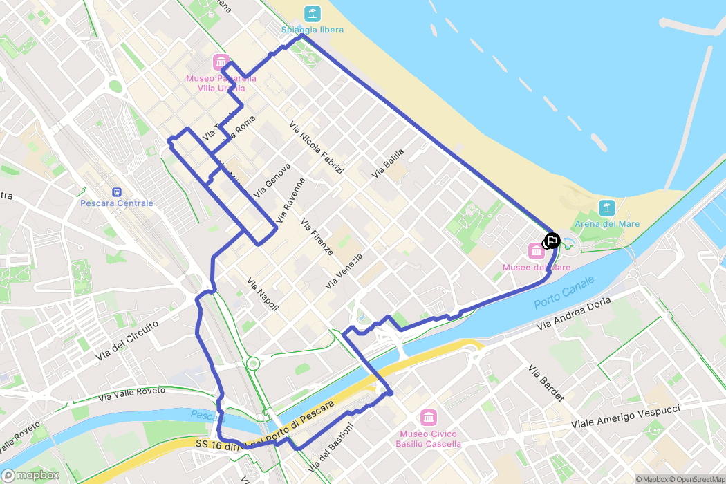 Pescara : carte du parcours de randonnée - Italy