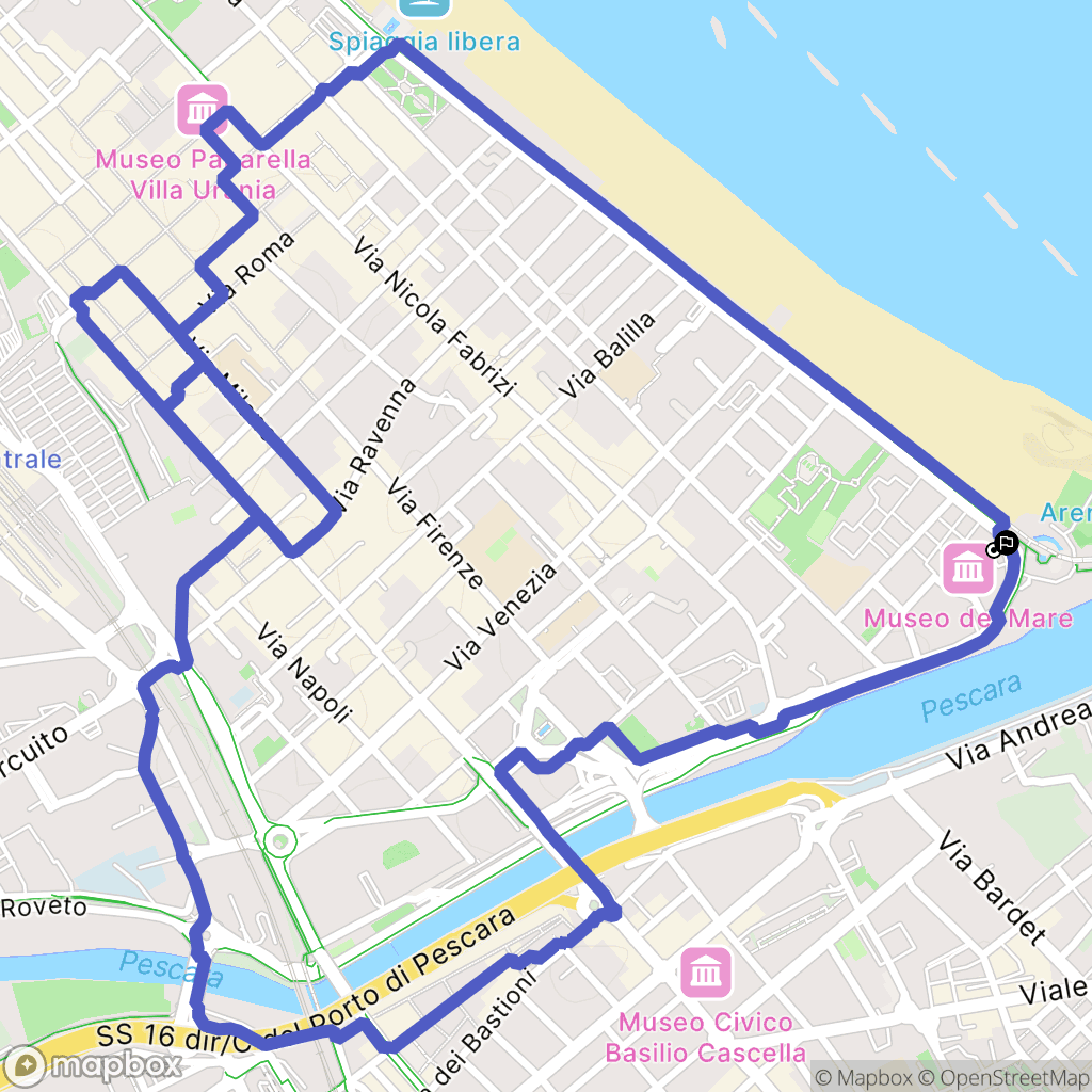 Pescara : carte du parcours de randonnée - Italy