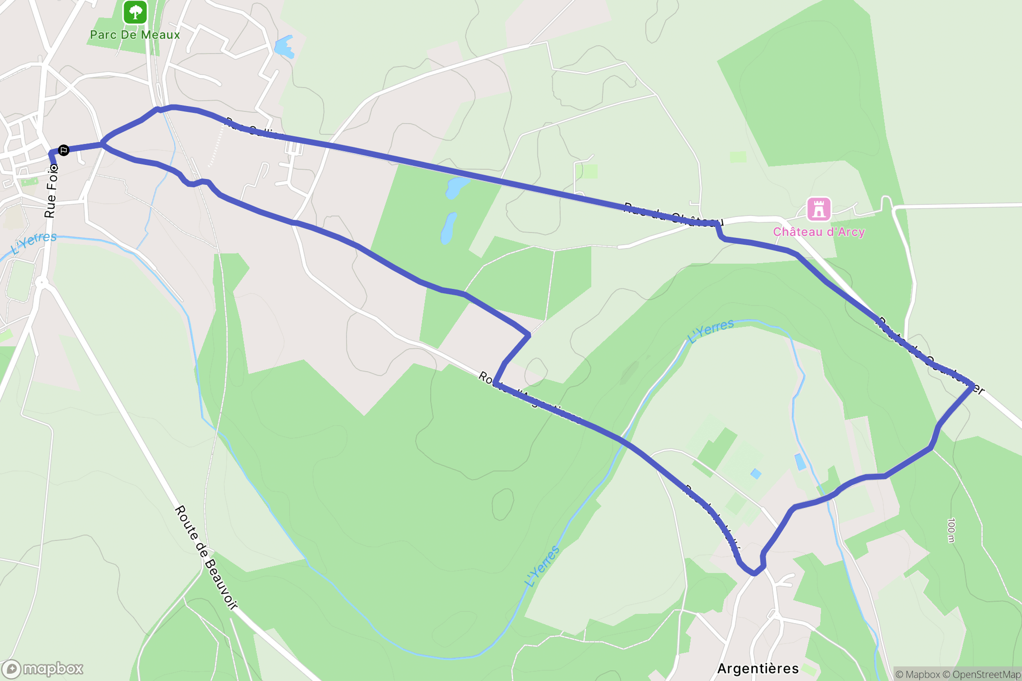 Chaumes-en-Brie : carte du parcours de randonnée - France