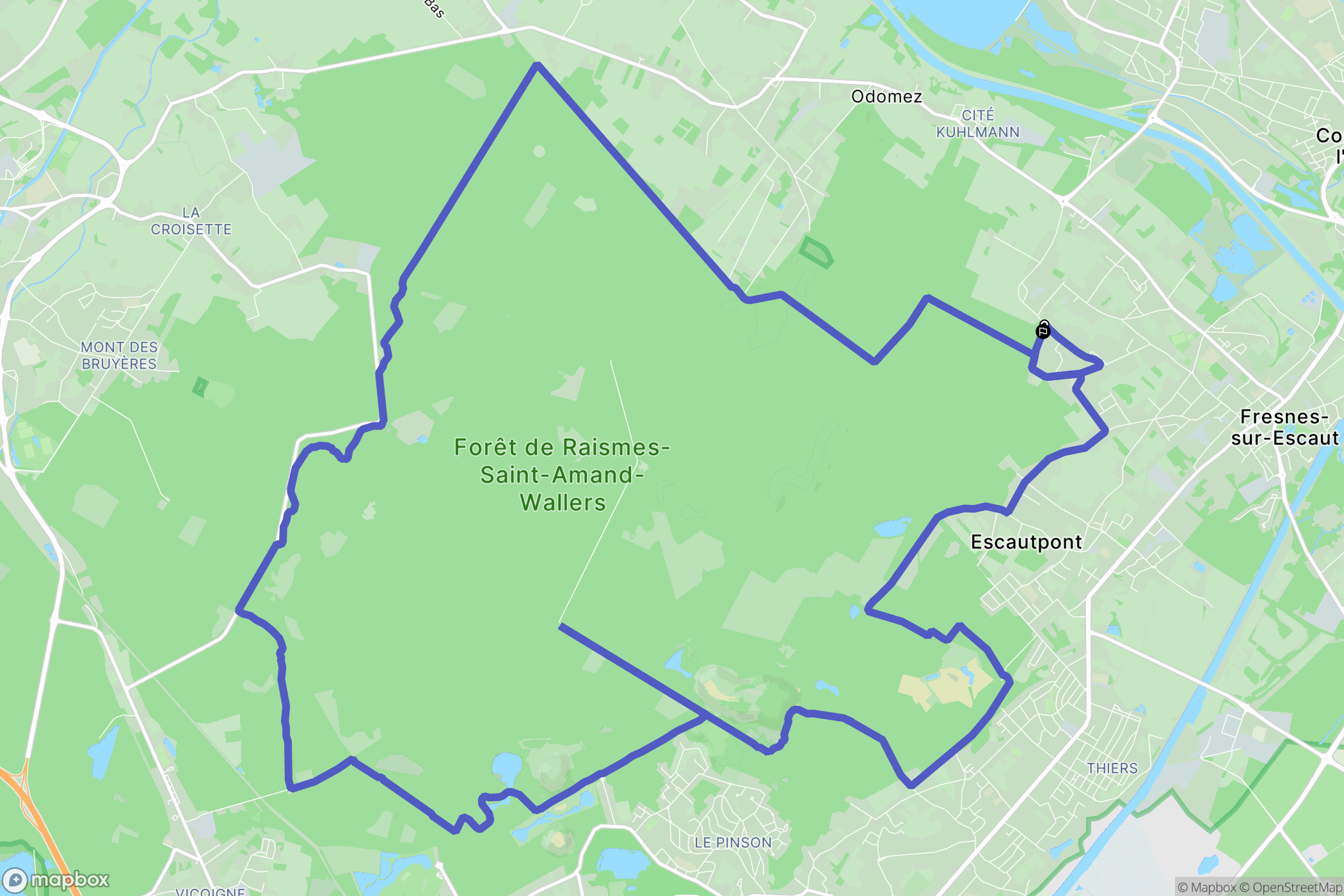 Fresnes-sur-Escaut : carte du parcours de randonnée - France