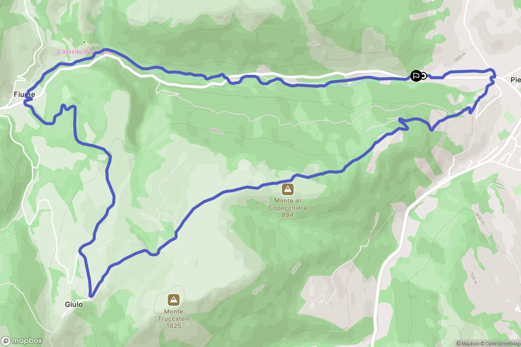 Pieve Torina : carte du parcours de randonnée - Italy