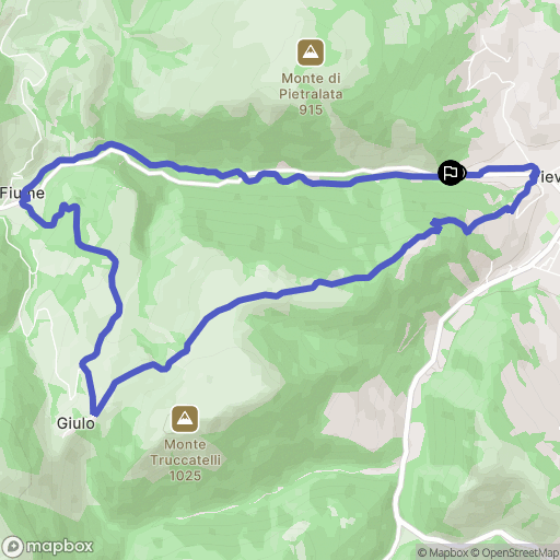 Pieve Torina : carte du parcours de randonnée - Italy
