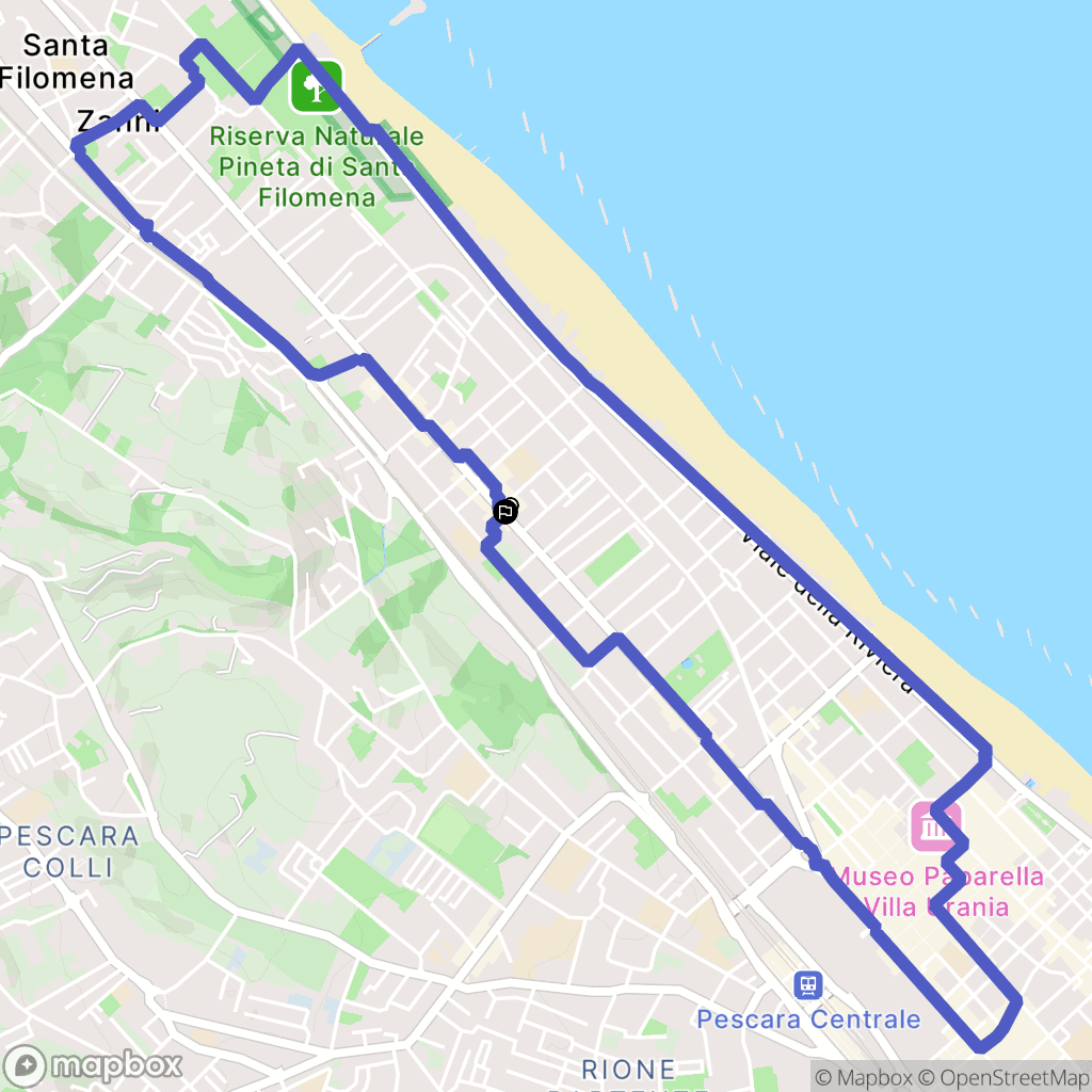 Pescara : carte du parcours de randonnée - Italy