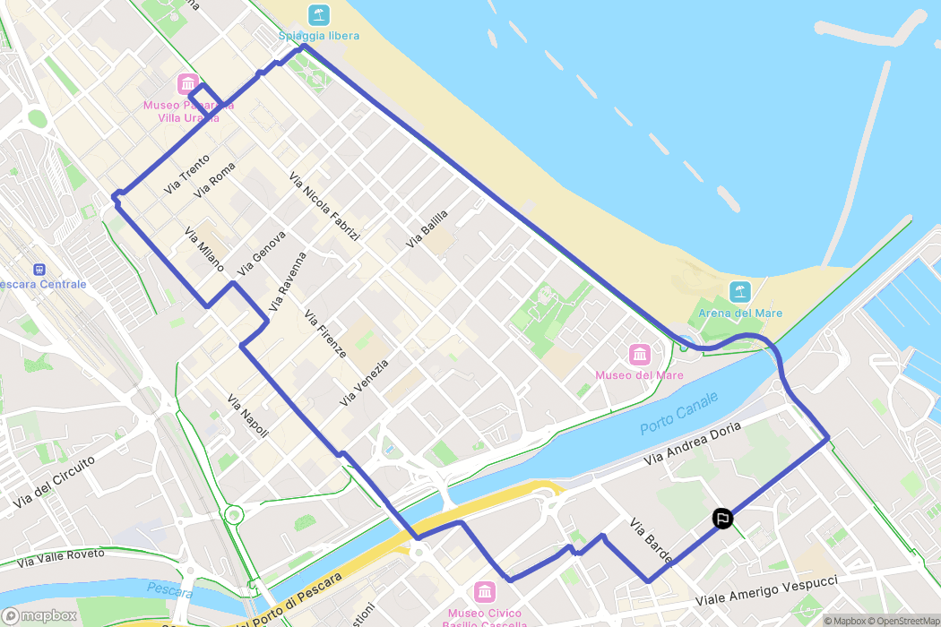 Pescara : carte du parcours de randonnée - Italy