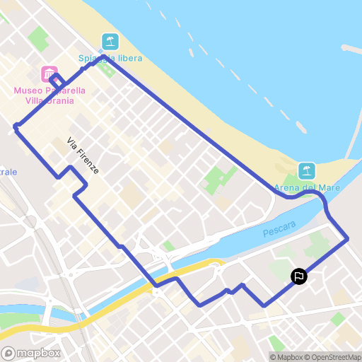 Pescara : carte du parcours de randonnée - Italy