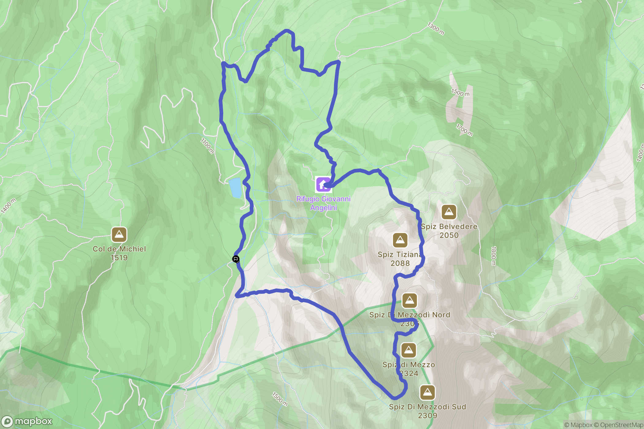: carte du parcours de randonnée - Italy