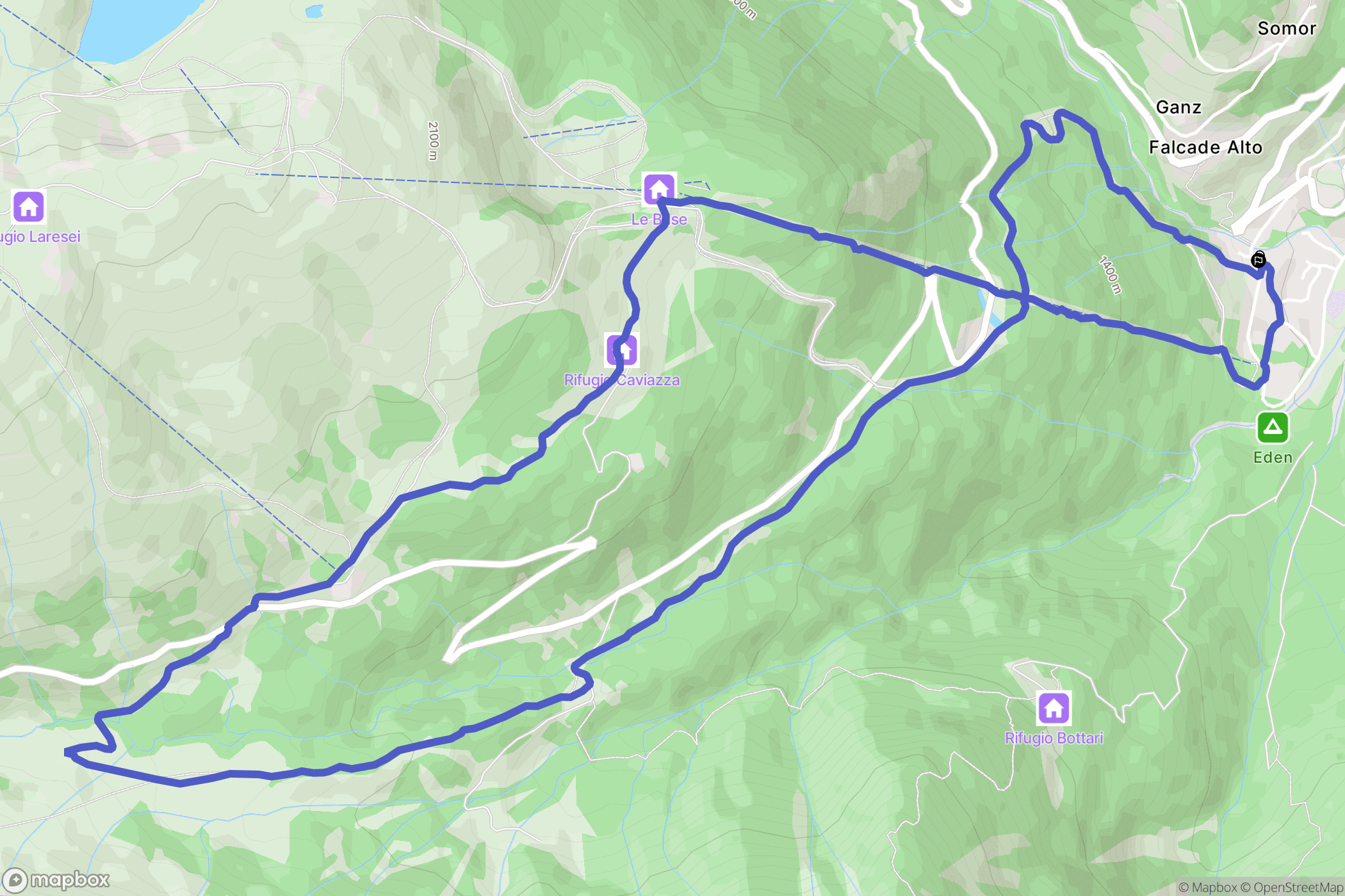 Piè Falcade : carte du parcours de randonnée - Italy