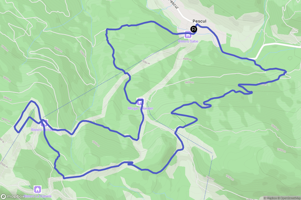 Pescul : carte du parcours de randonnée - Italy