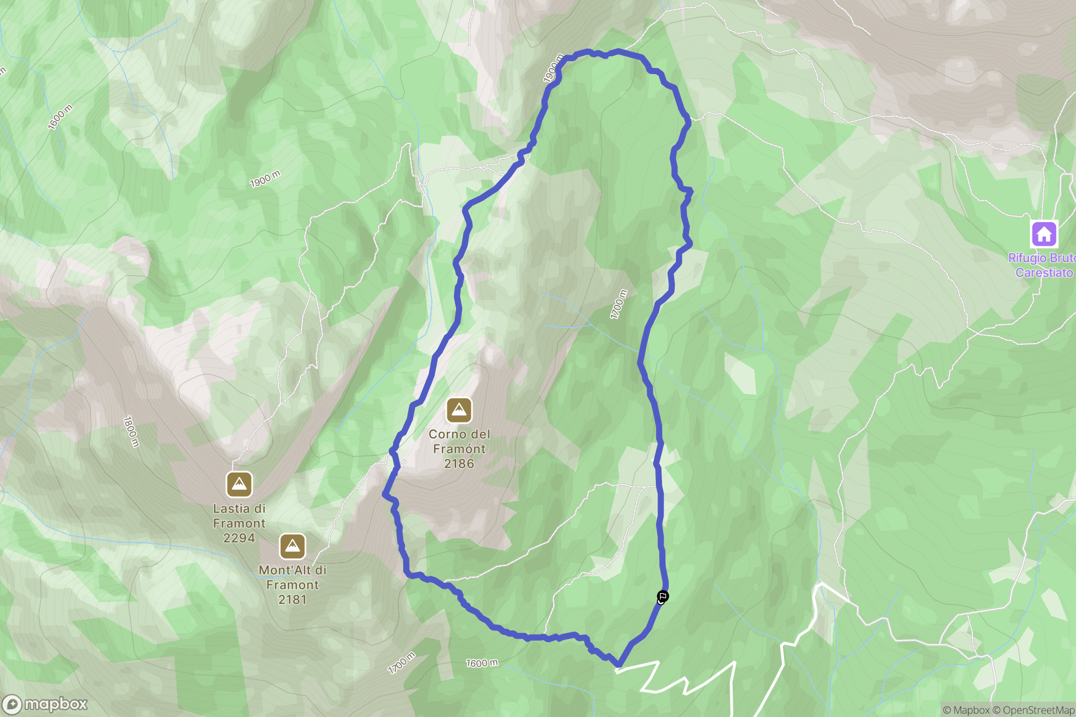 : carte du parcours de randonnée - Italy
