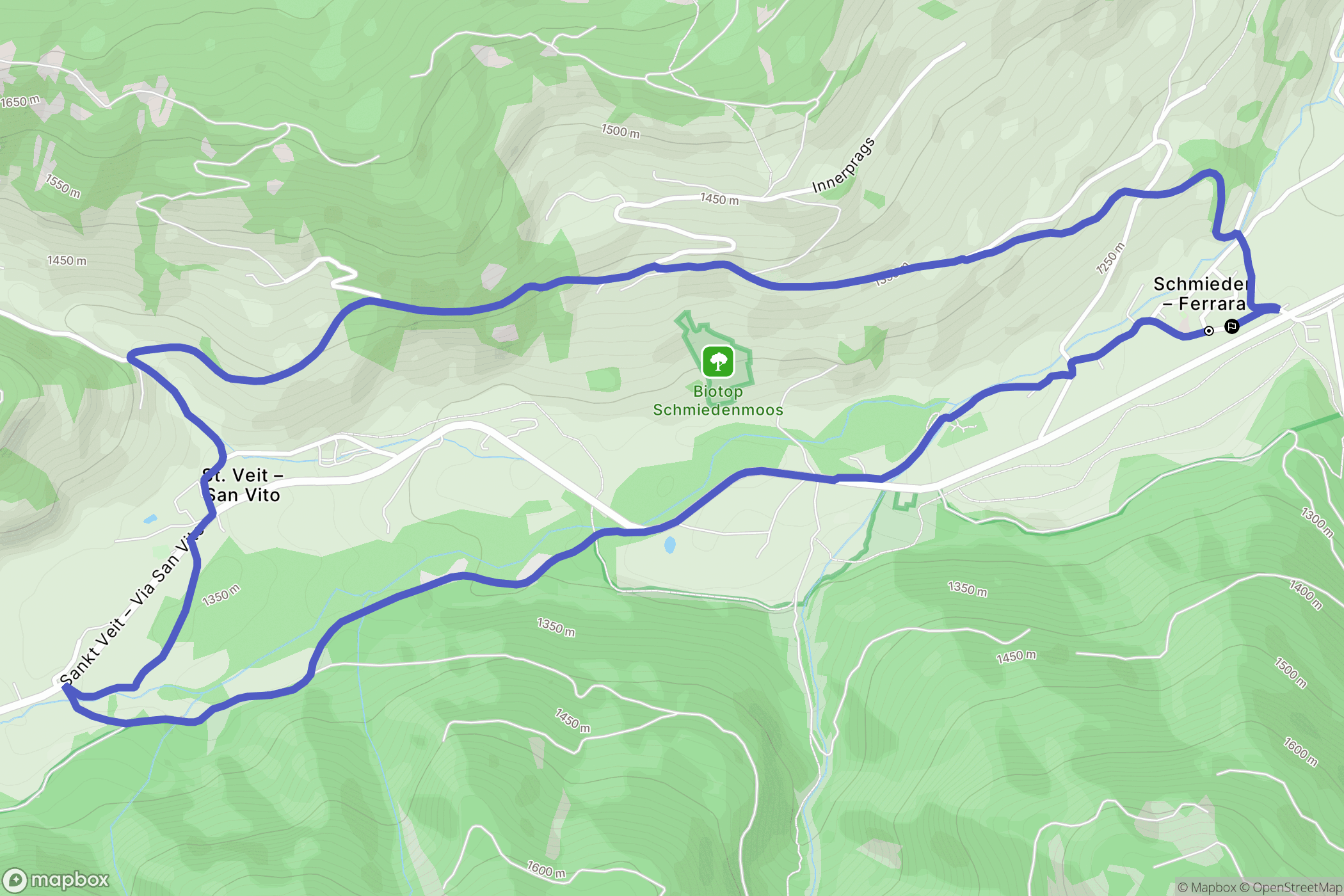 Ferrara : carte du parcours de randonnée - Italy