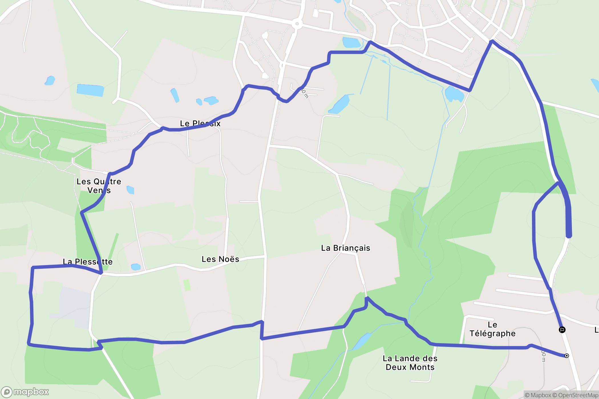 Orgères : carte du parcours de randonnée - France