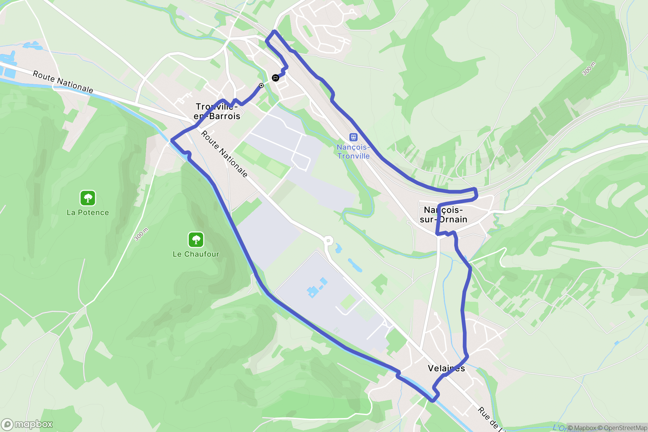 Tronville-en-Barrois : carte du parcours de randonnée - France
