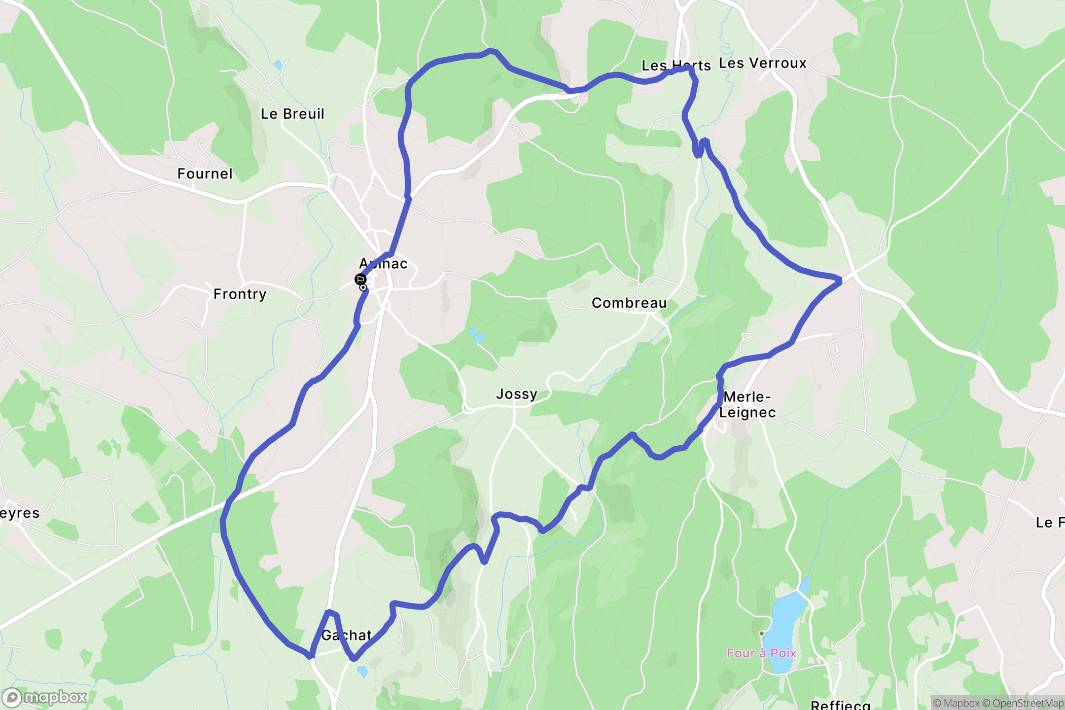 Apinac : carte du parcours de randonnée - France