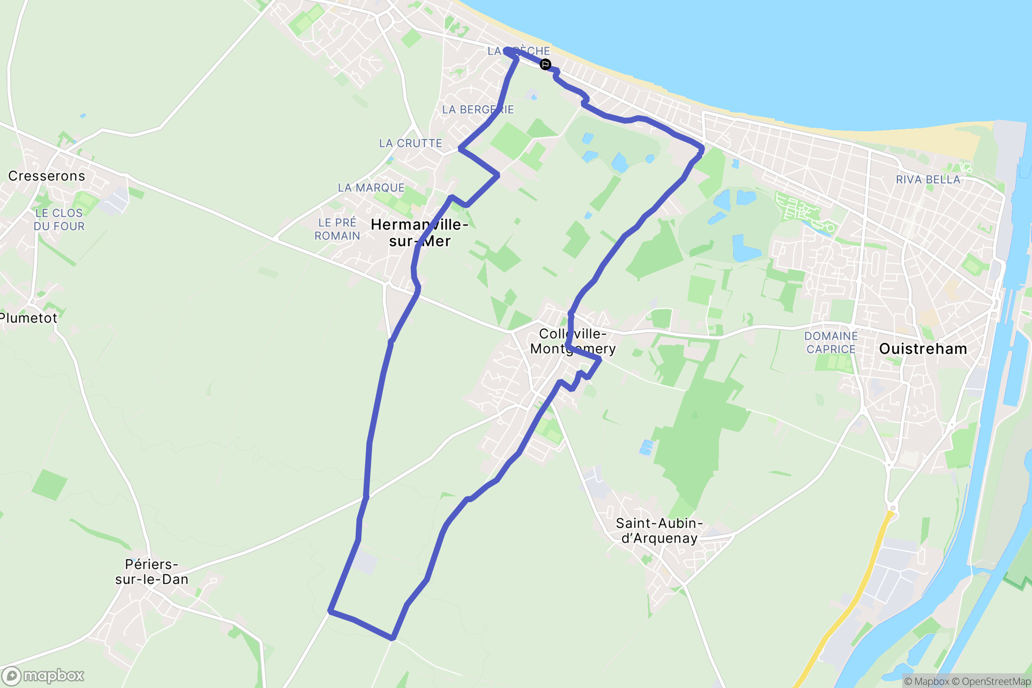 Hermanville-sur-Mer : carte du parcours de randonnée - France