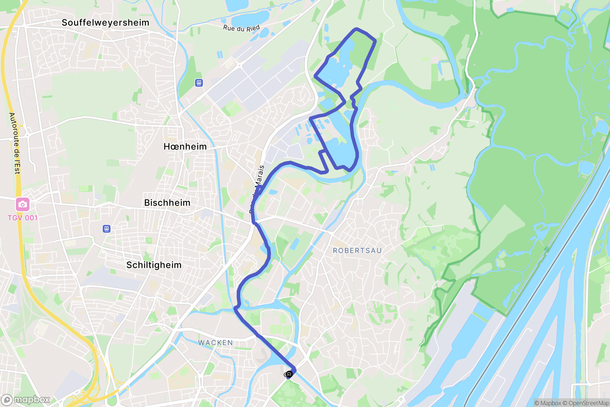 Strasbourg : carte du parcours de randonnée - France